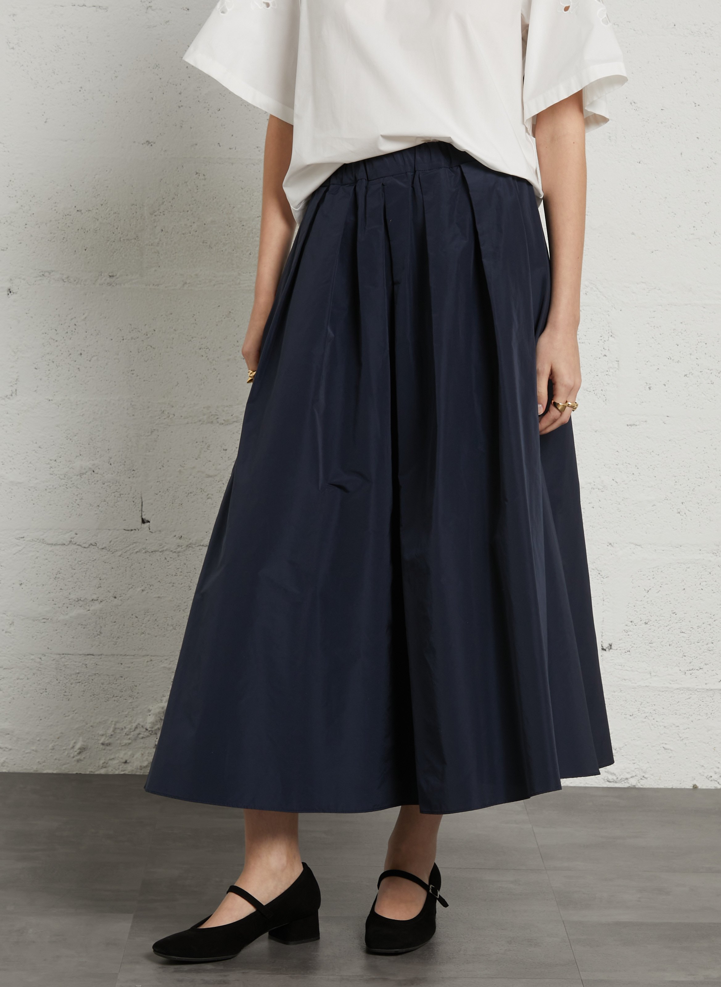 Jupe midi évasée à plis unie MAX MARA WEEK END Bleu