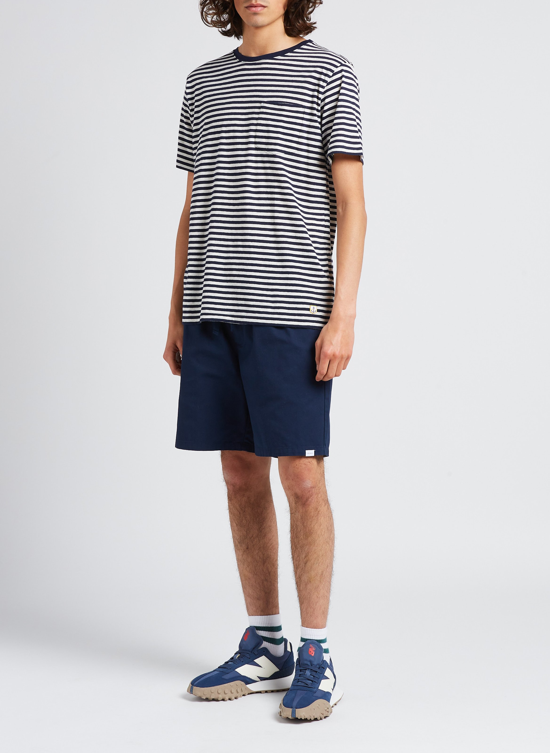 Tee-shirt col rond regular-fit rayé en coton mélangé ARMOR LUX Bleu