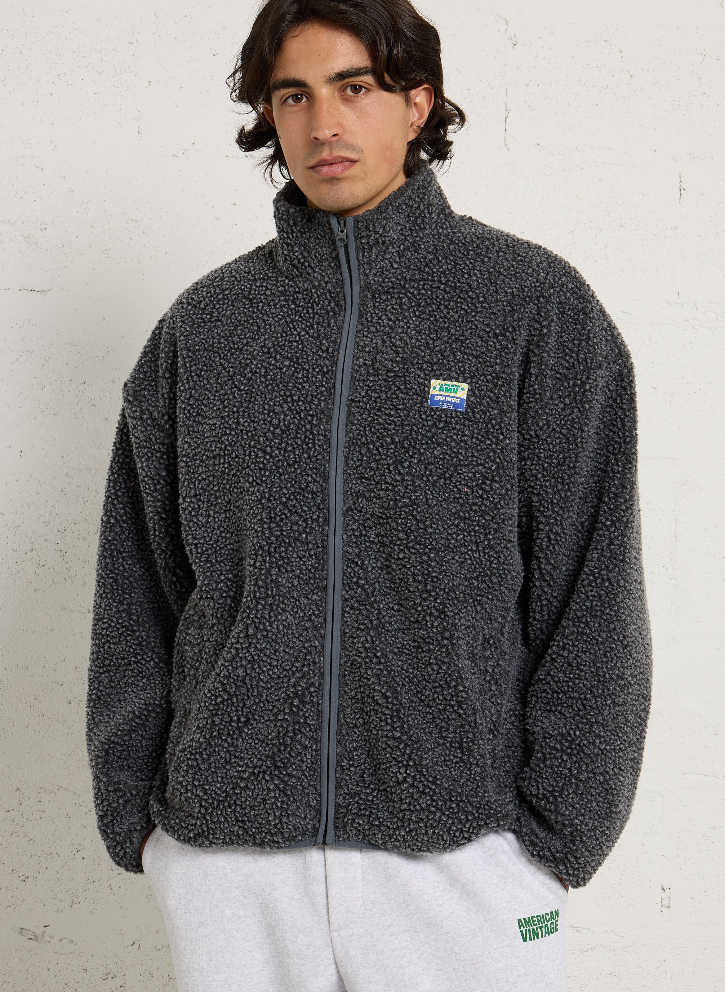 Jasje met opstaande kraag van sherpa AMERICAN VINTAGE Grijs