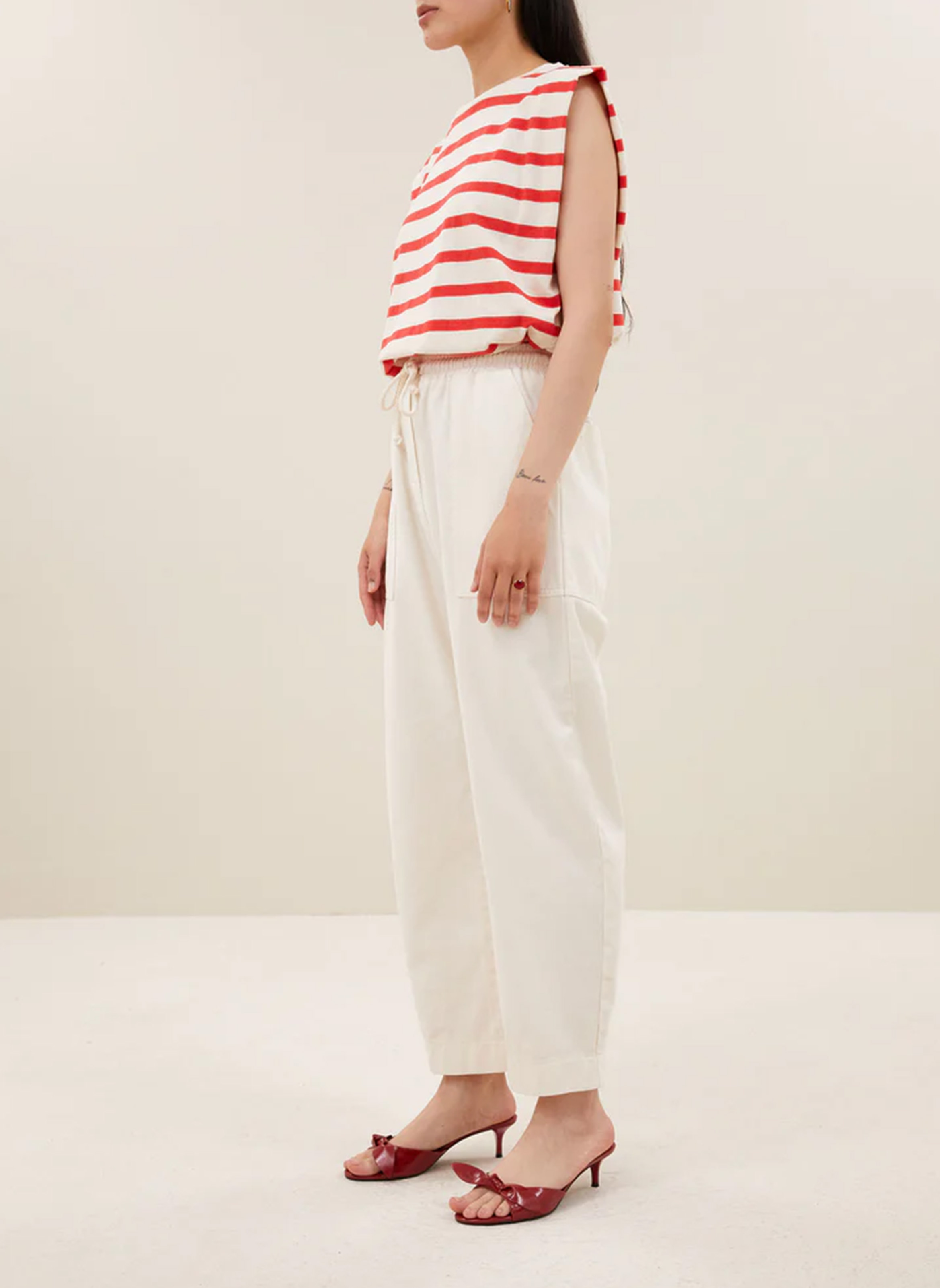 Sleeveless striped T-shirt BY BAR Red