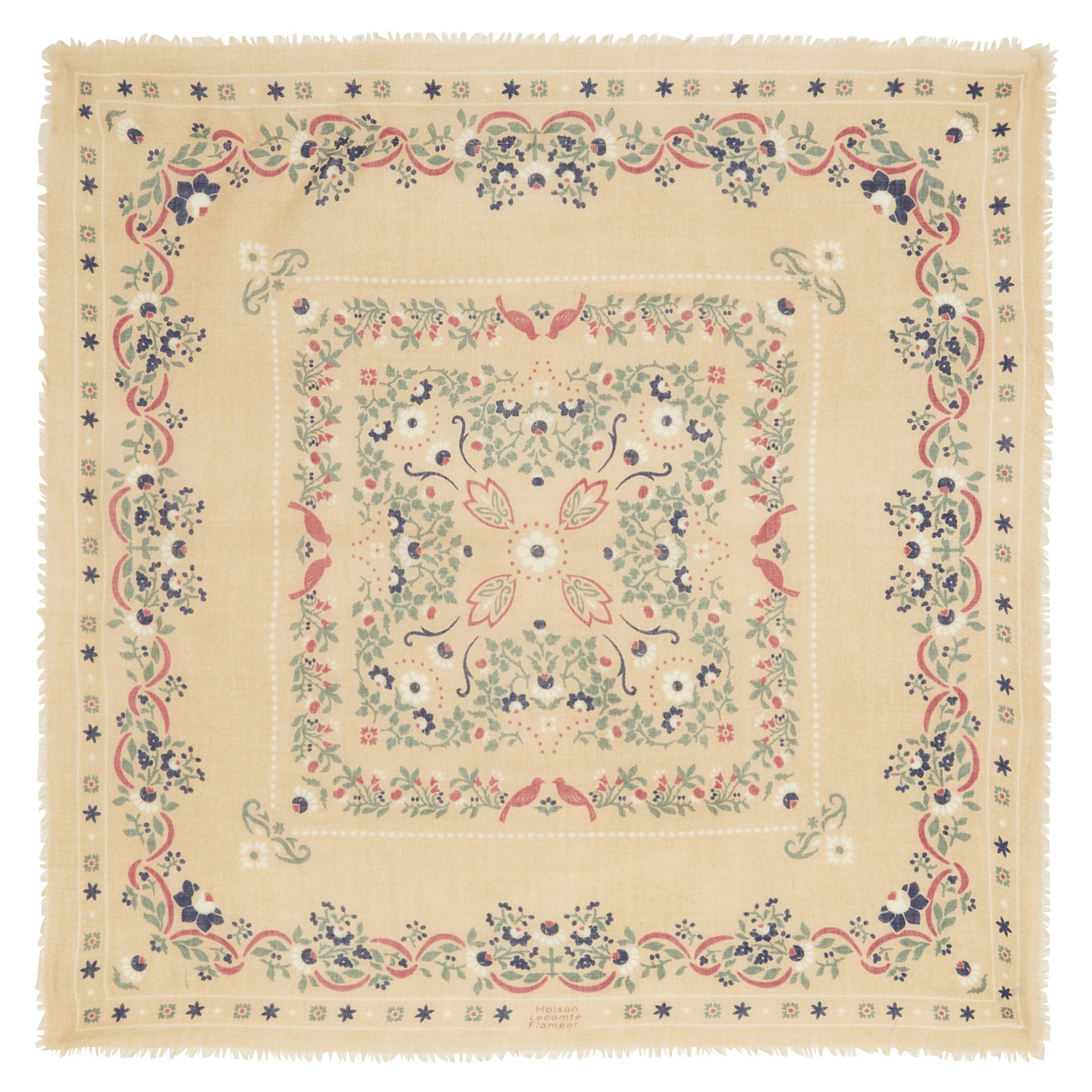 Haddock wool and silk printed scarf MAISON LECOMTE FLAMENT