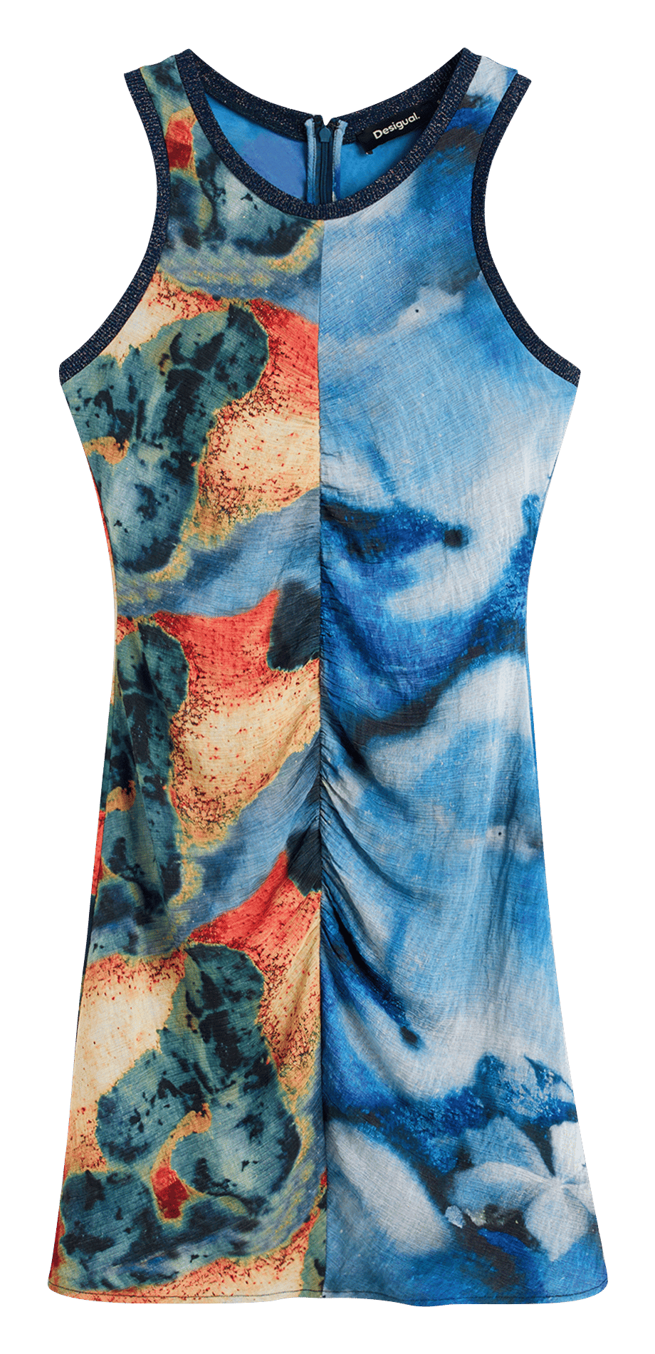 Robe courte ajustée imprimée DESIGUAL Bleu