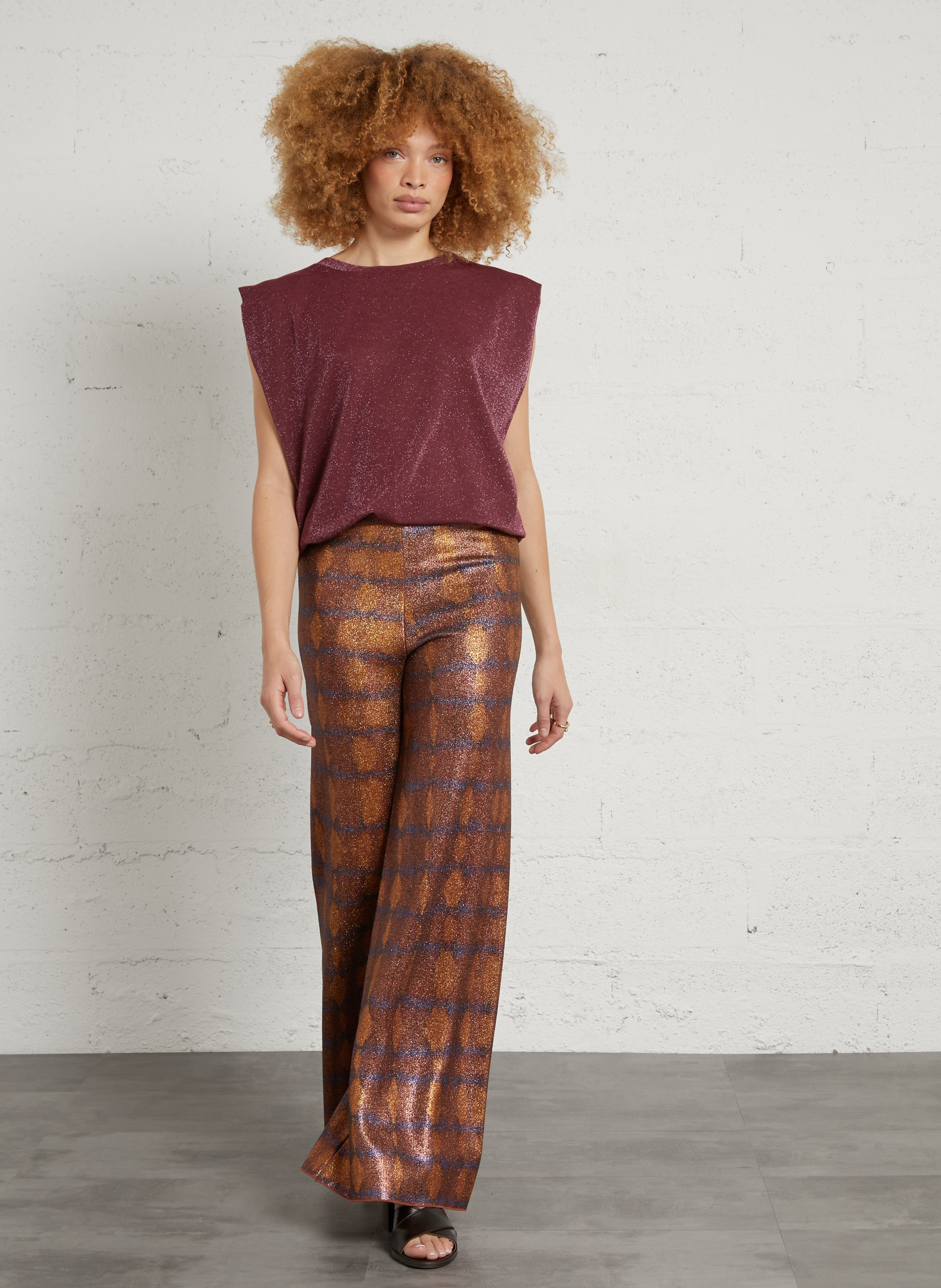 Pantalon droit imprimé MOMONI Marron