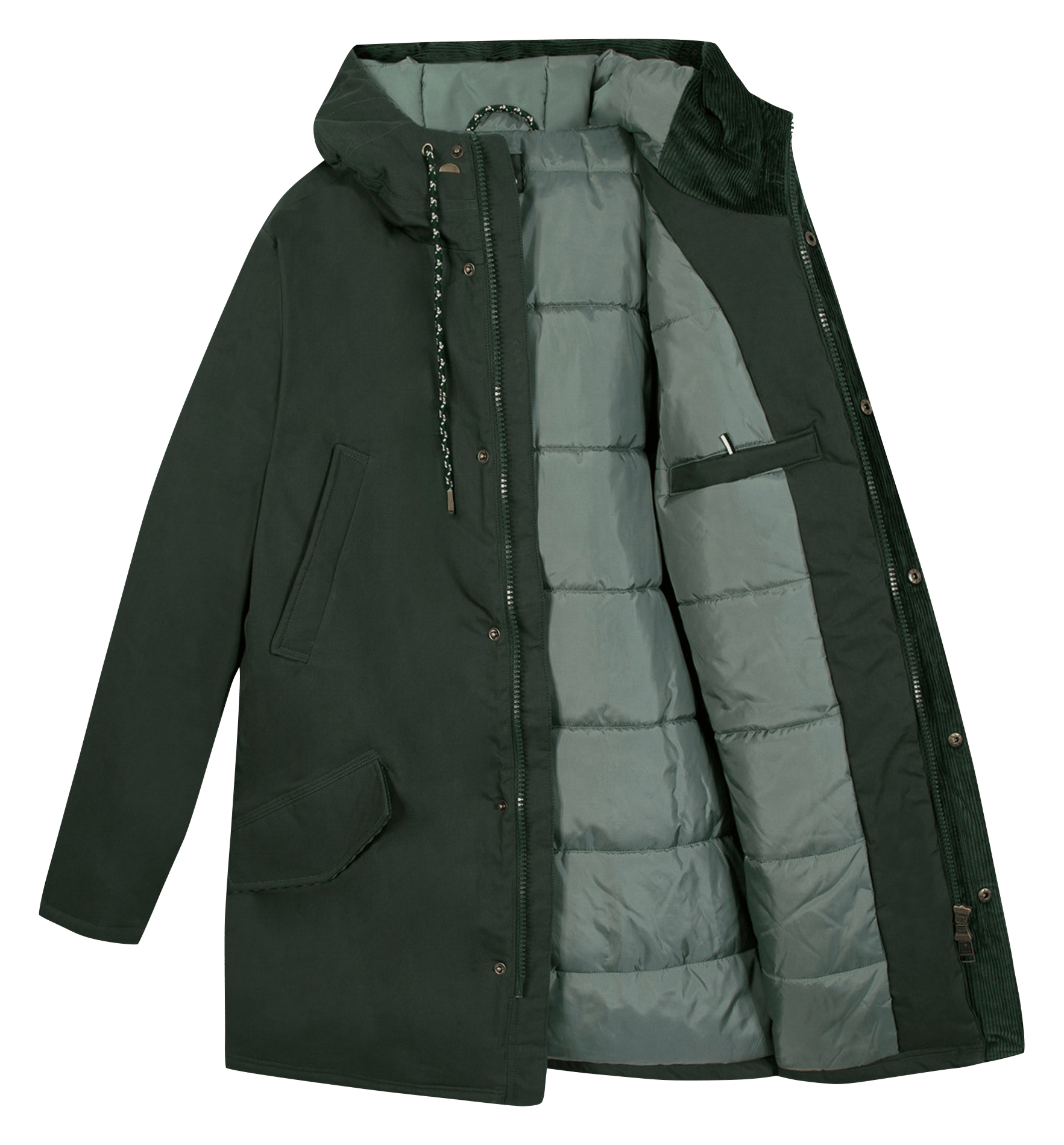 Parka mi-longue à capuche en coton mélangé FAGUO Vert