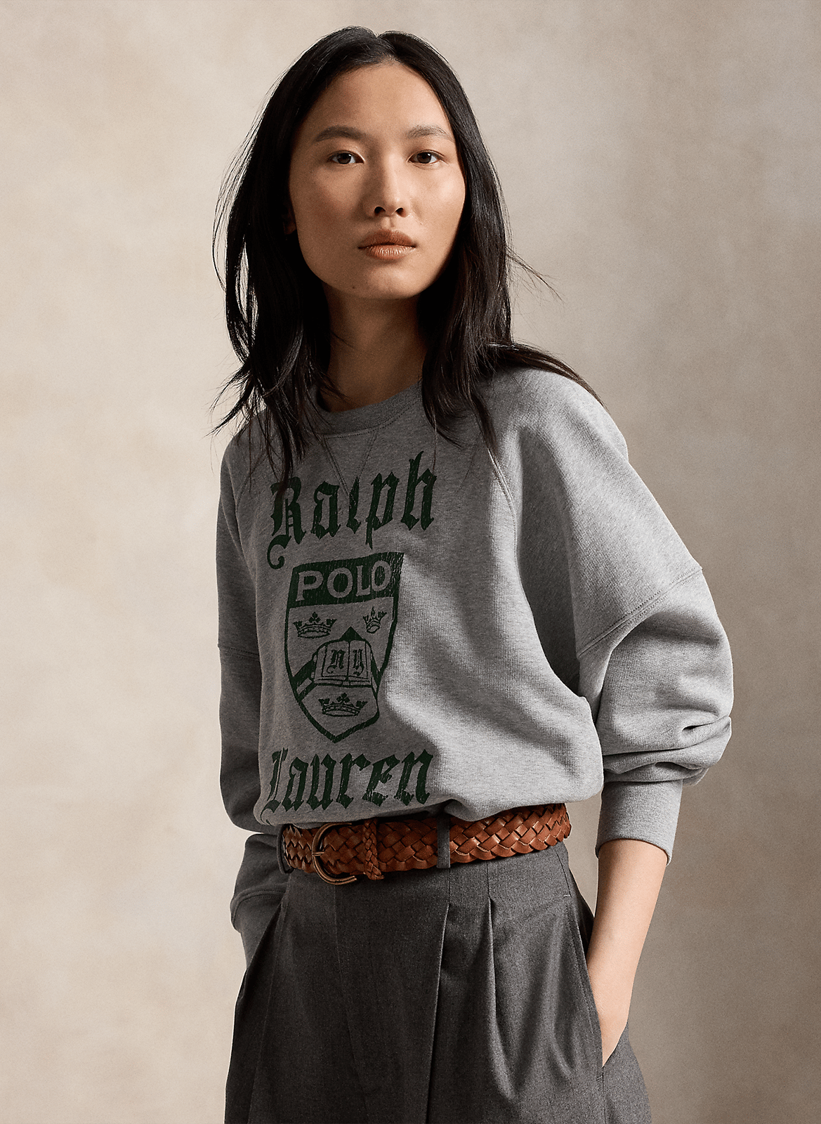 Round-neck sweatshirt with screen print POLO RALPH LAUREN Grey