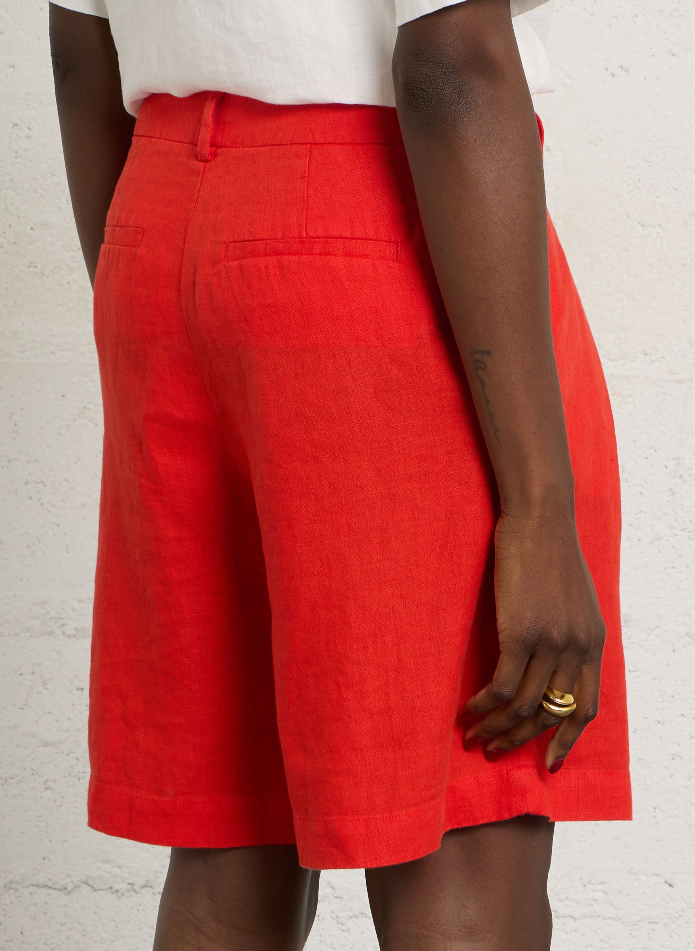 Short large en lin MAISON 123 Rouge