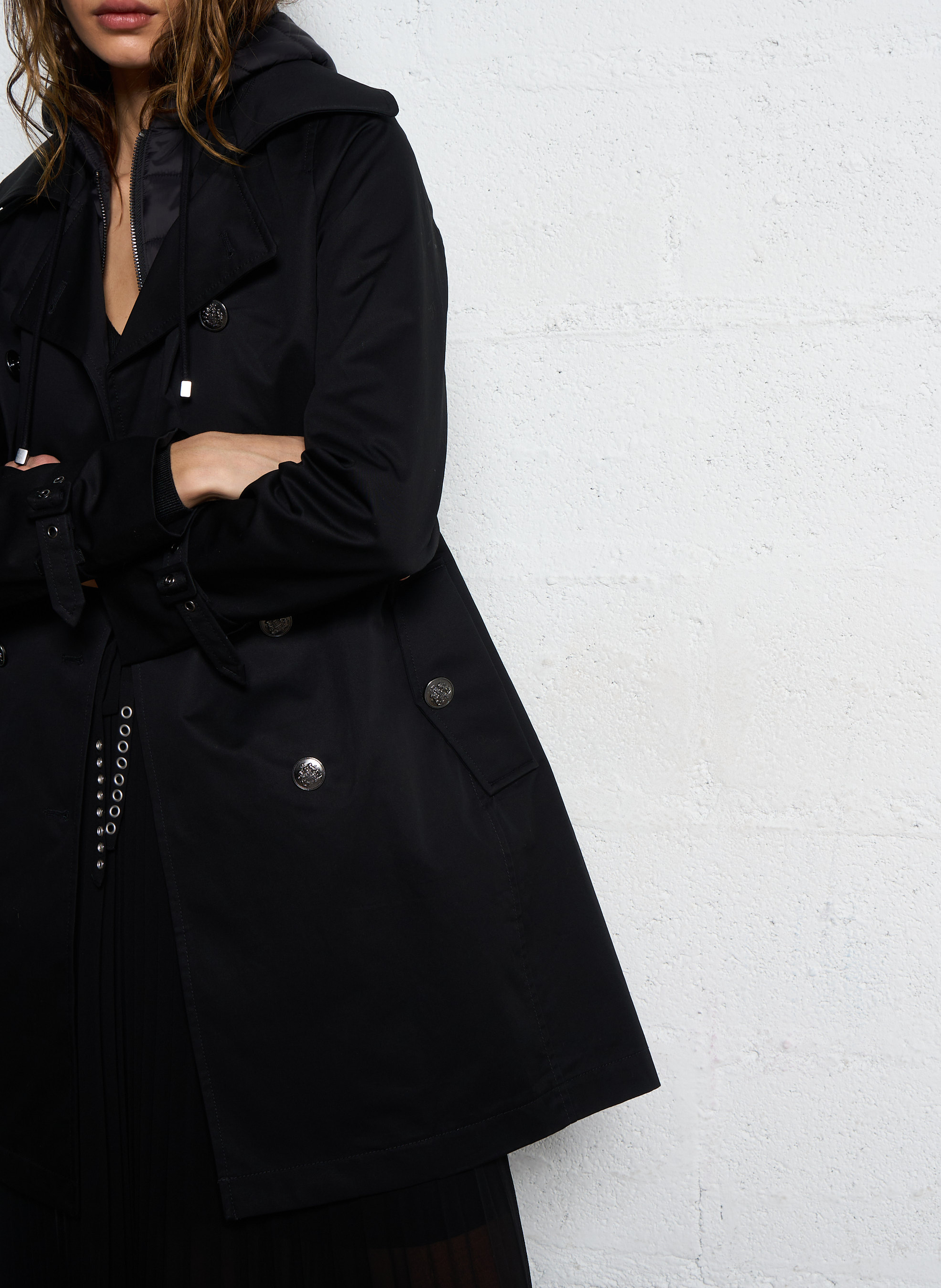 Katoenen trenchcoat met reverskraag en capuchon IKKS Zwart