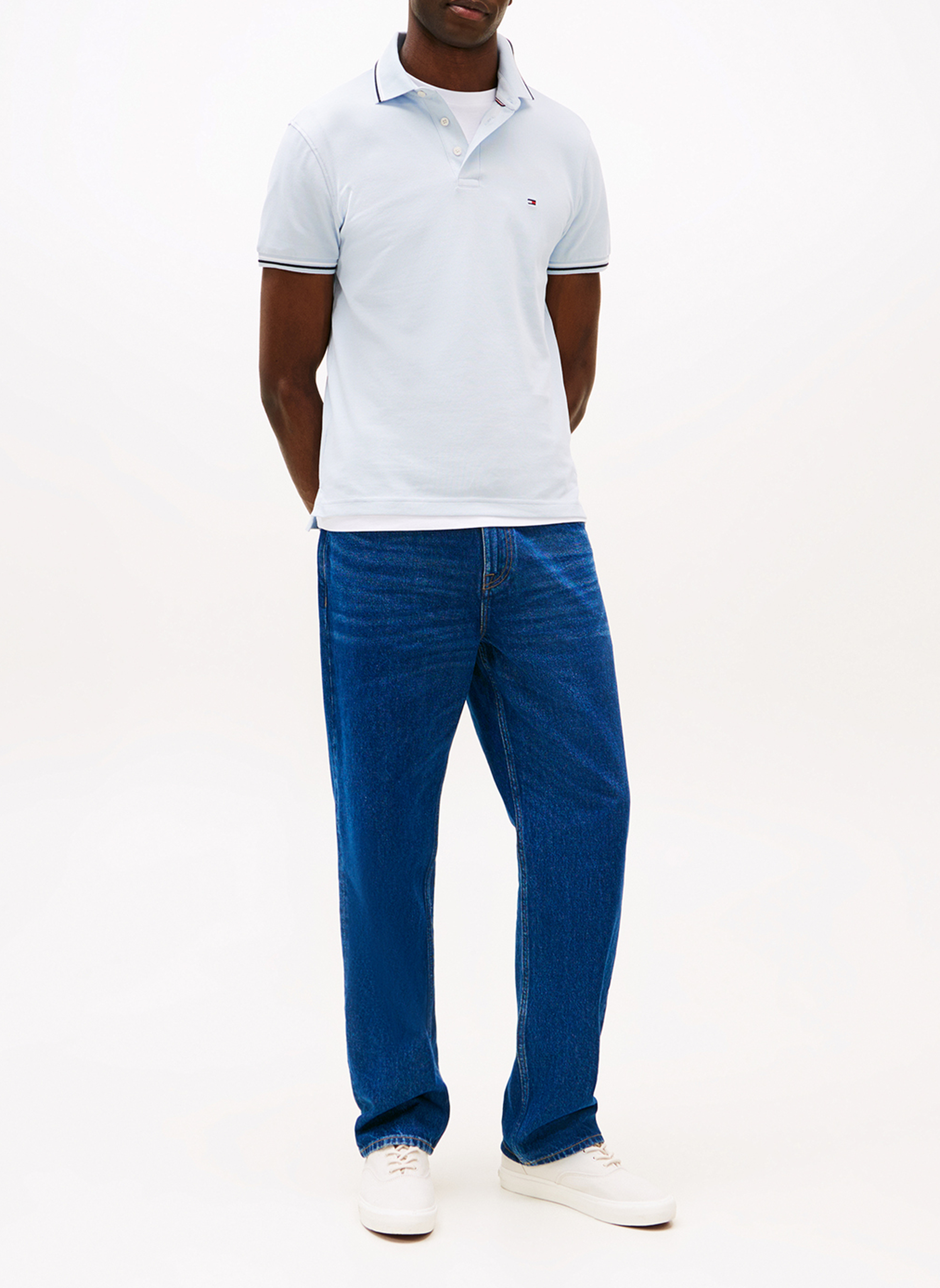 Baumwoll-Polo - kurzärmelig TOMMY HILFIGER Blau