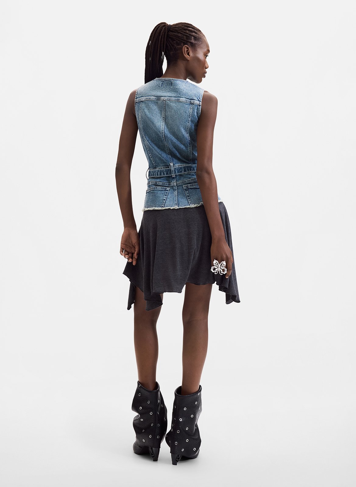 Short round-neck cotton-blend dress DESIGUAL Blue