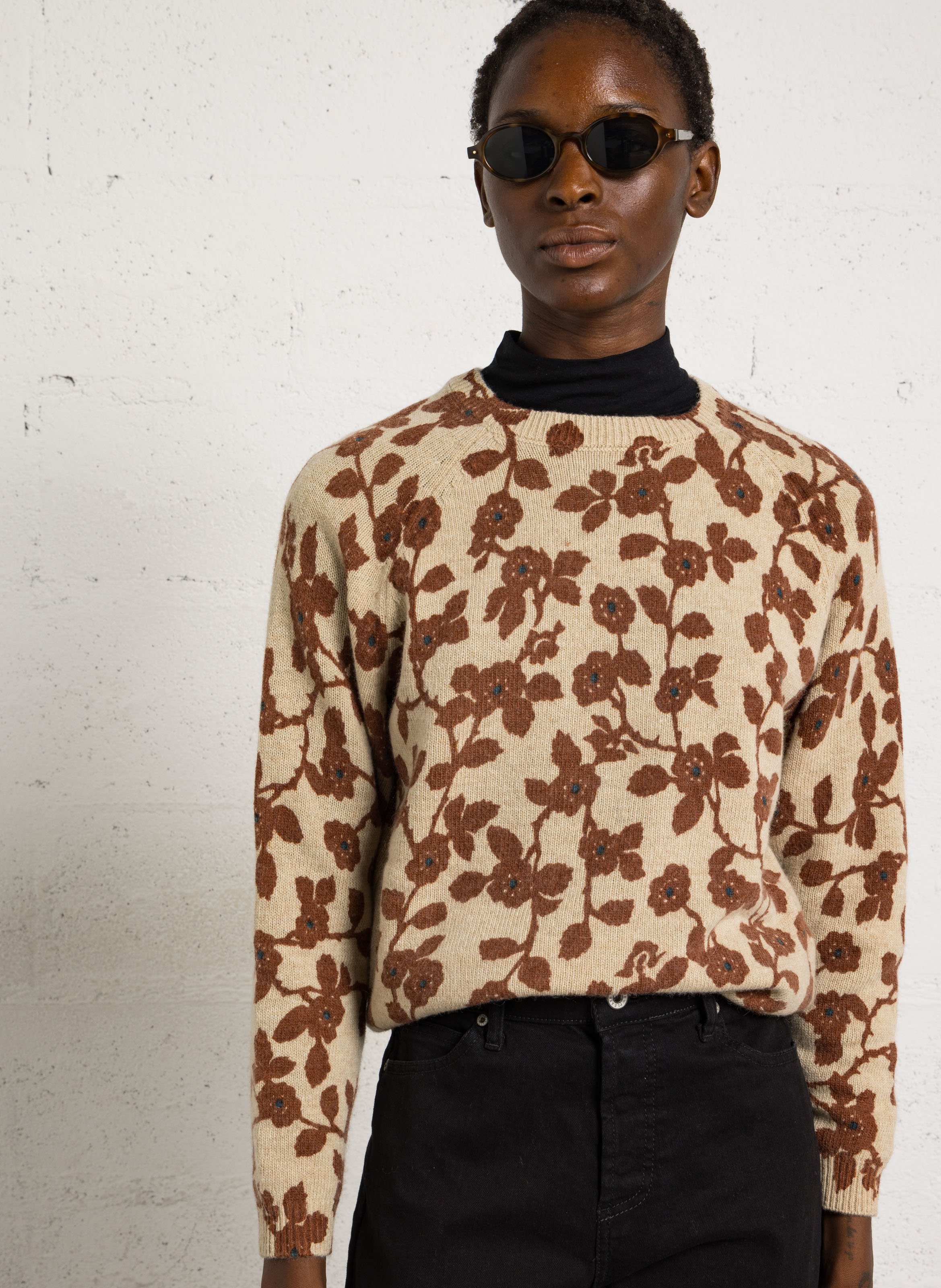 Wool-blend printed sweater NICE THINGS Beige
