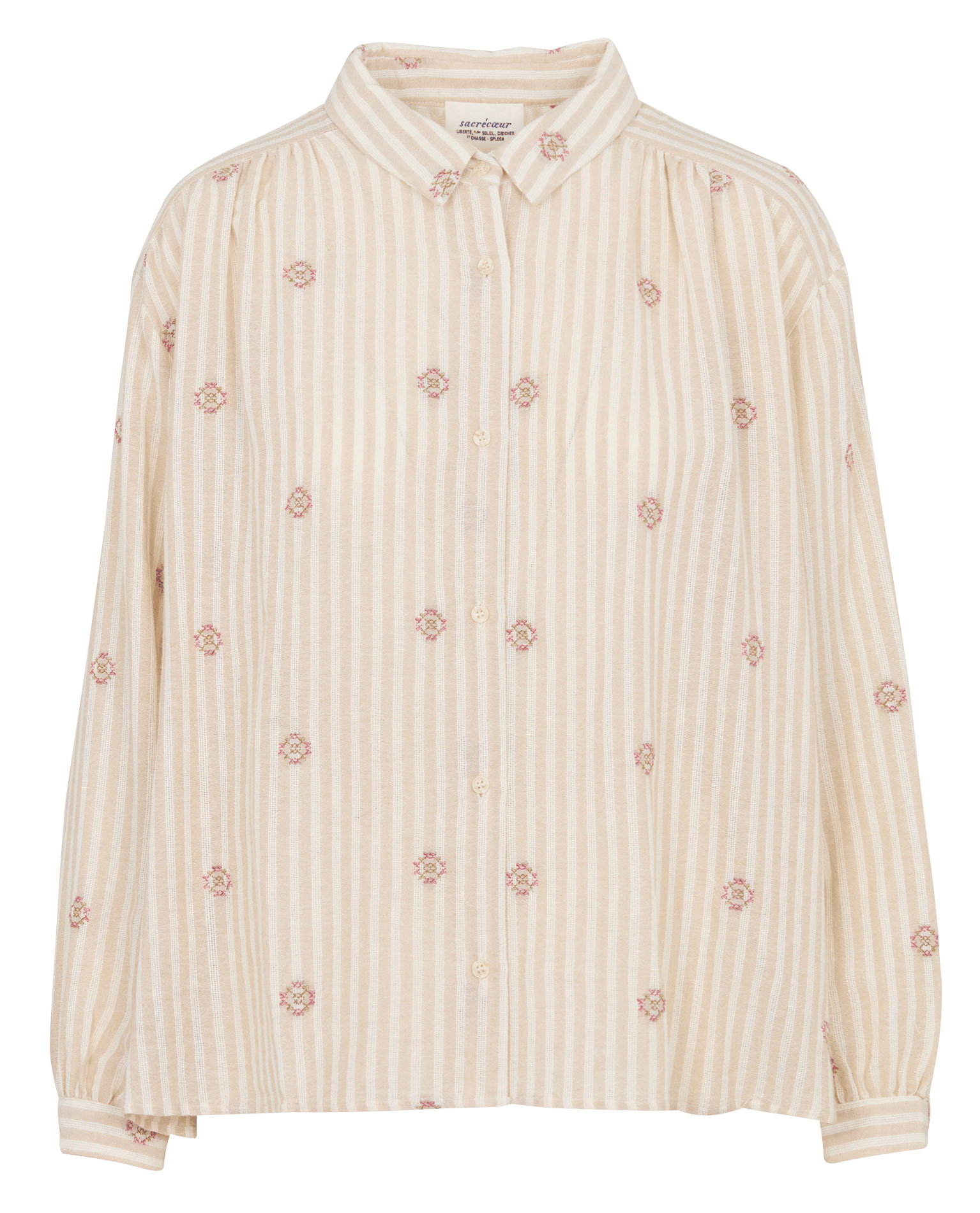 Chemise droite col classique en coton brodé SACRECOEUR