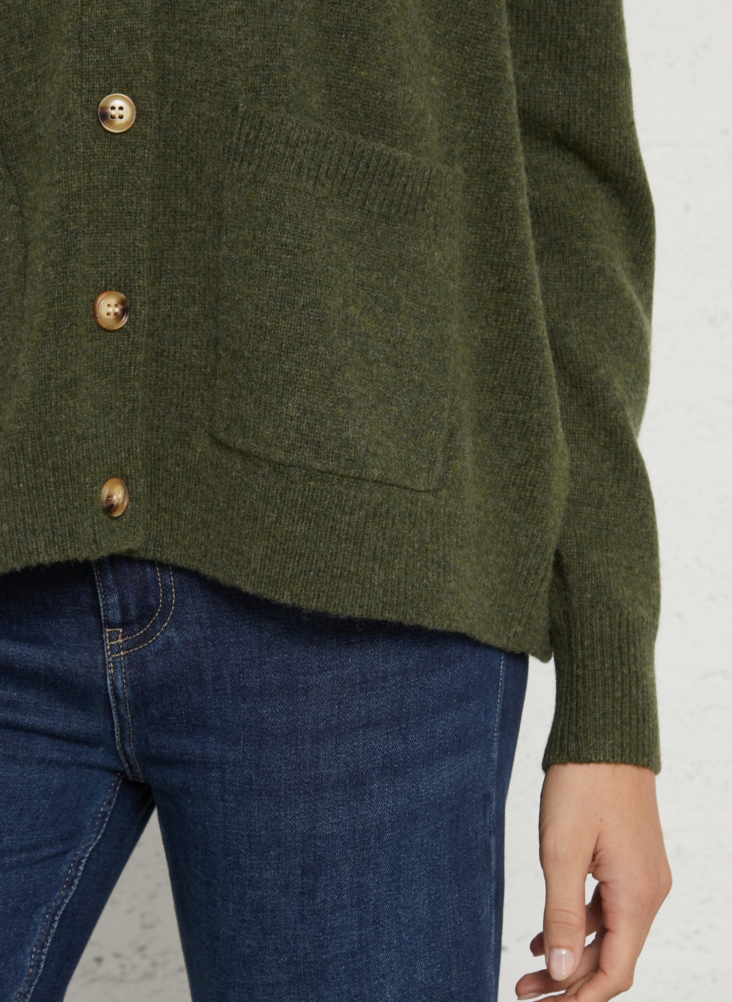 Oversized V-neck wool blend vest JC SOPHIE Green