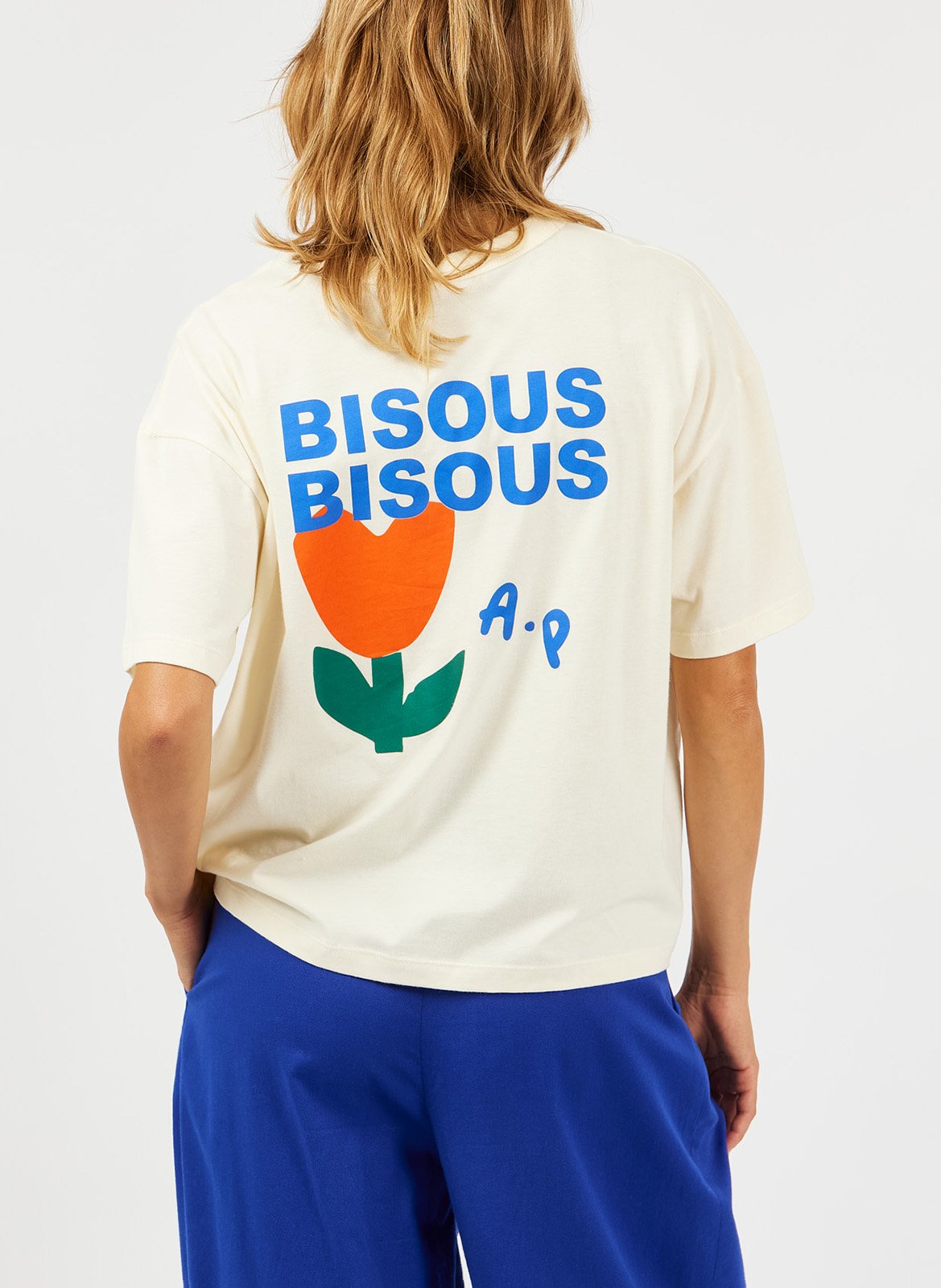 T-shirt droit imprimé en coton bio A.P Beige