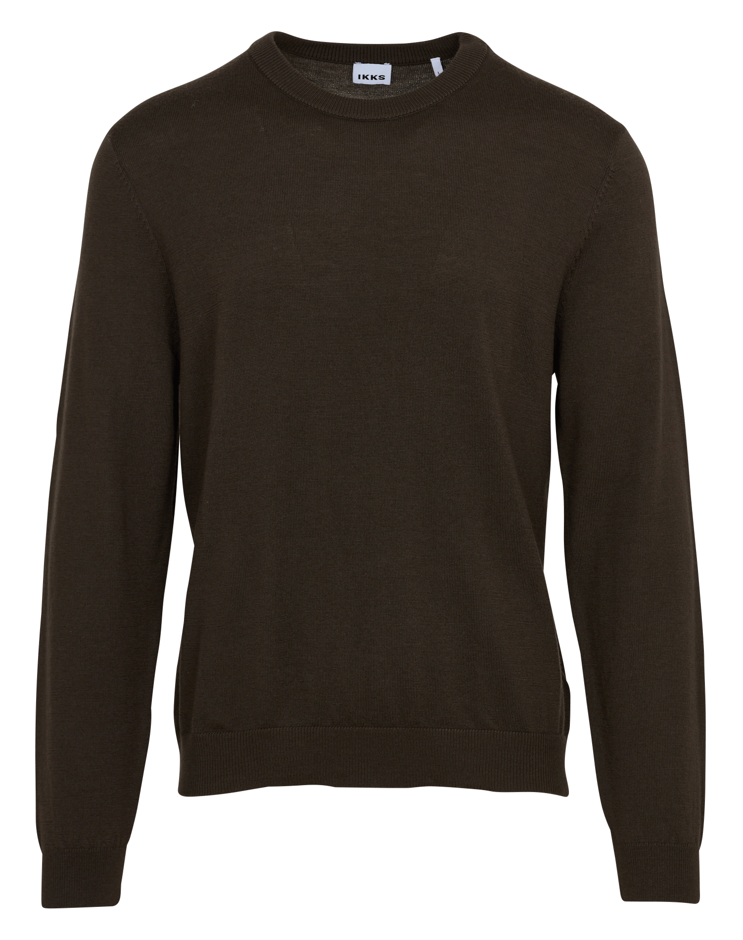 Pull col rond fin en laine IKKS Kaki