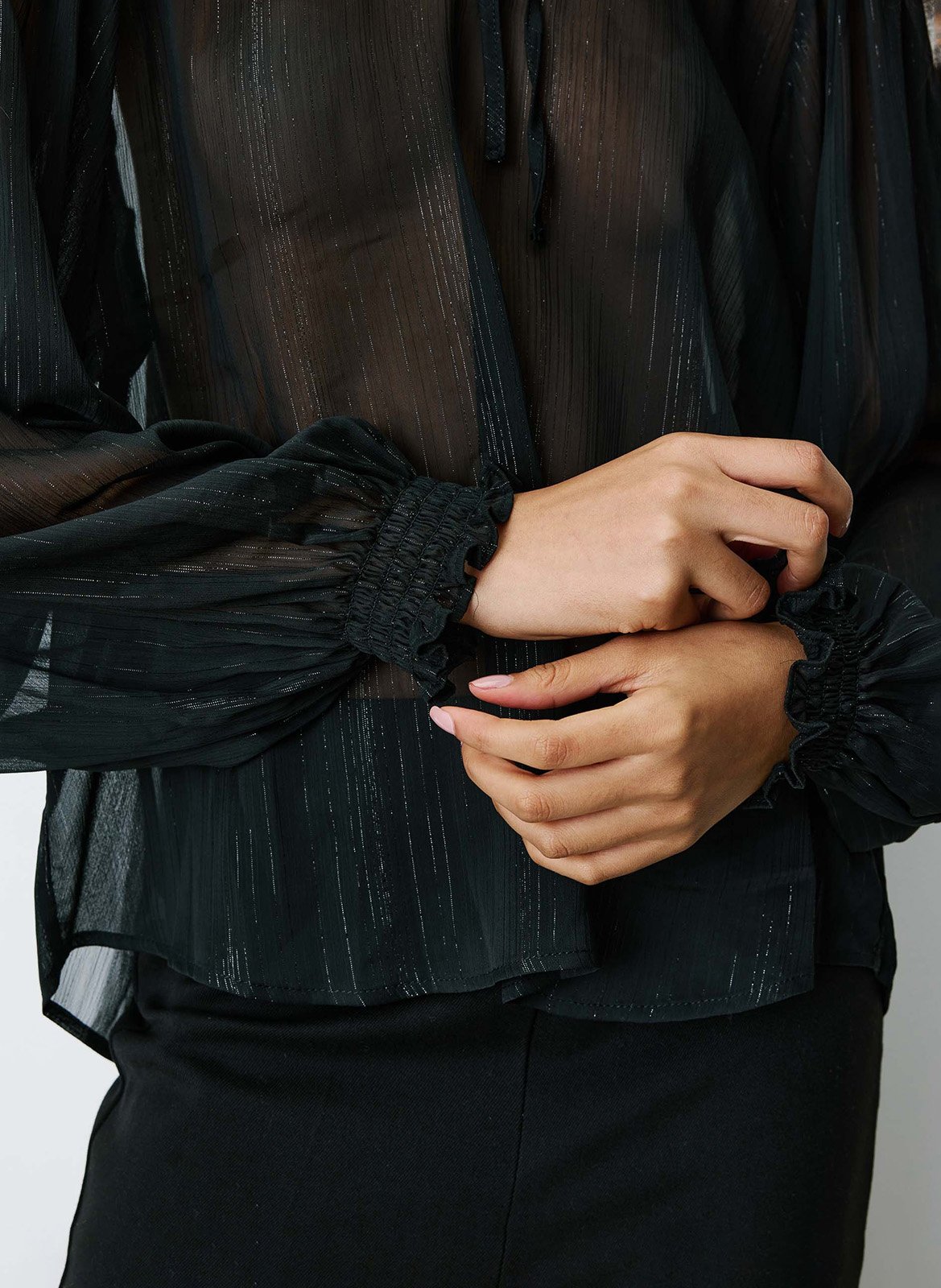 Blouse transparente en mousseline GRACE ET MILA Noir