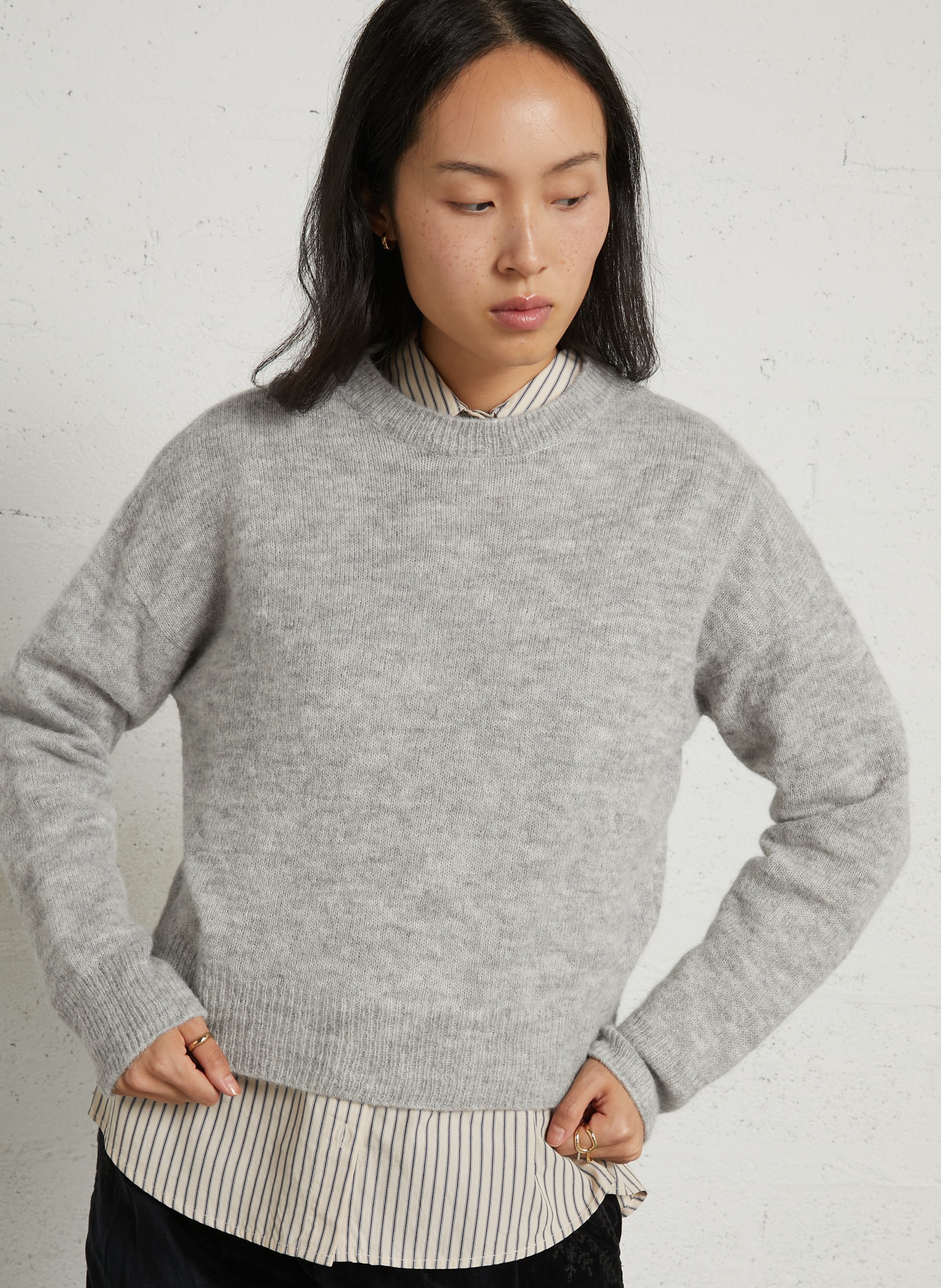 Trui met ronde hals | wolblend MASSCOB Zilver