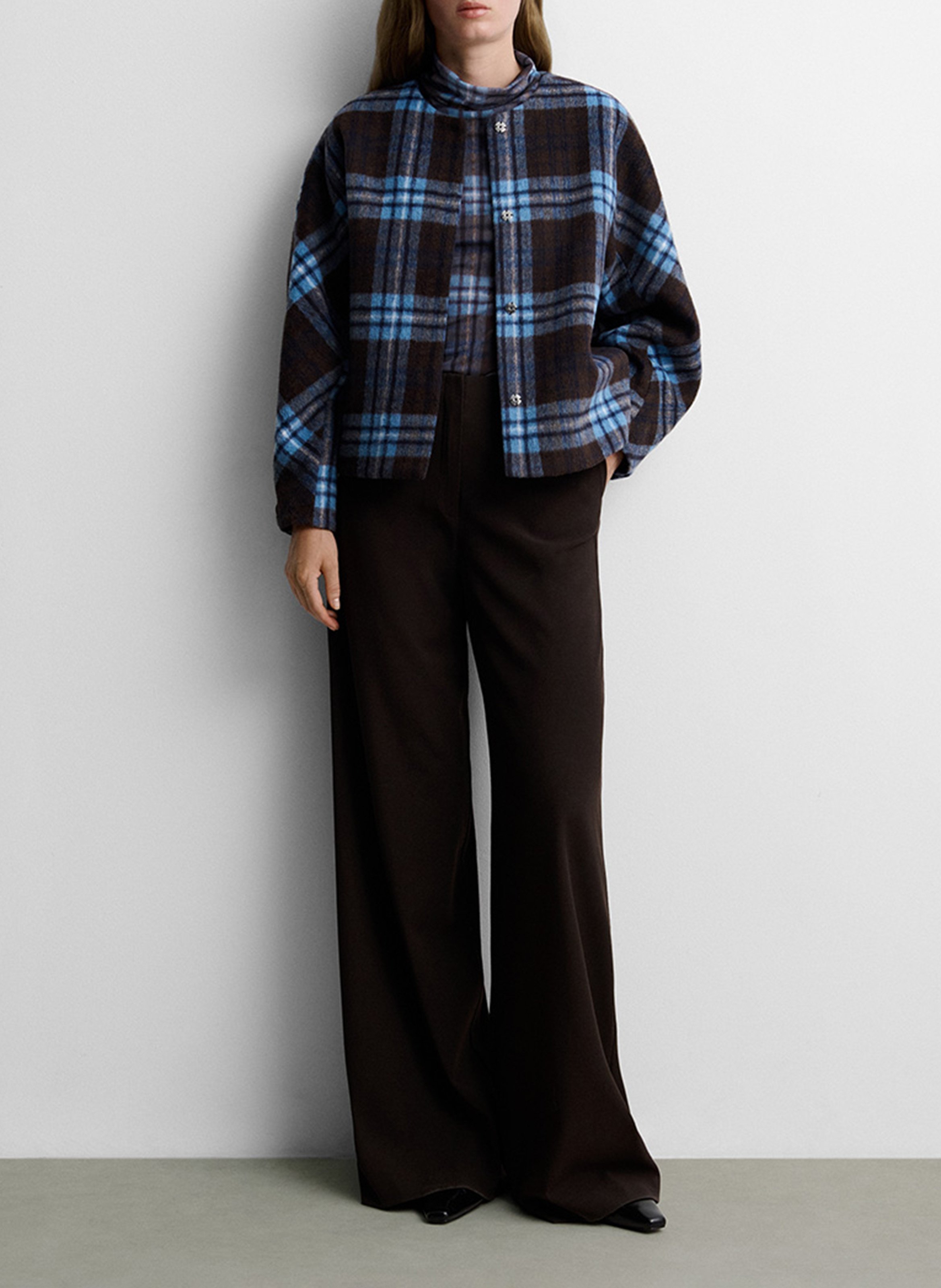 Oversized checkered jacket SIMORRA Brown