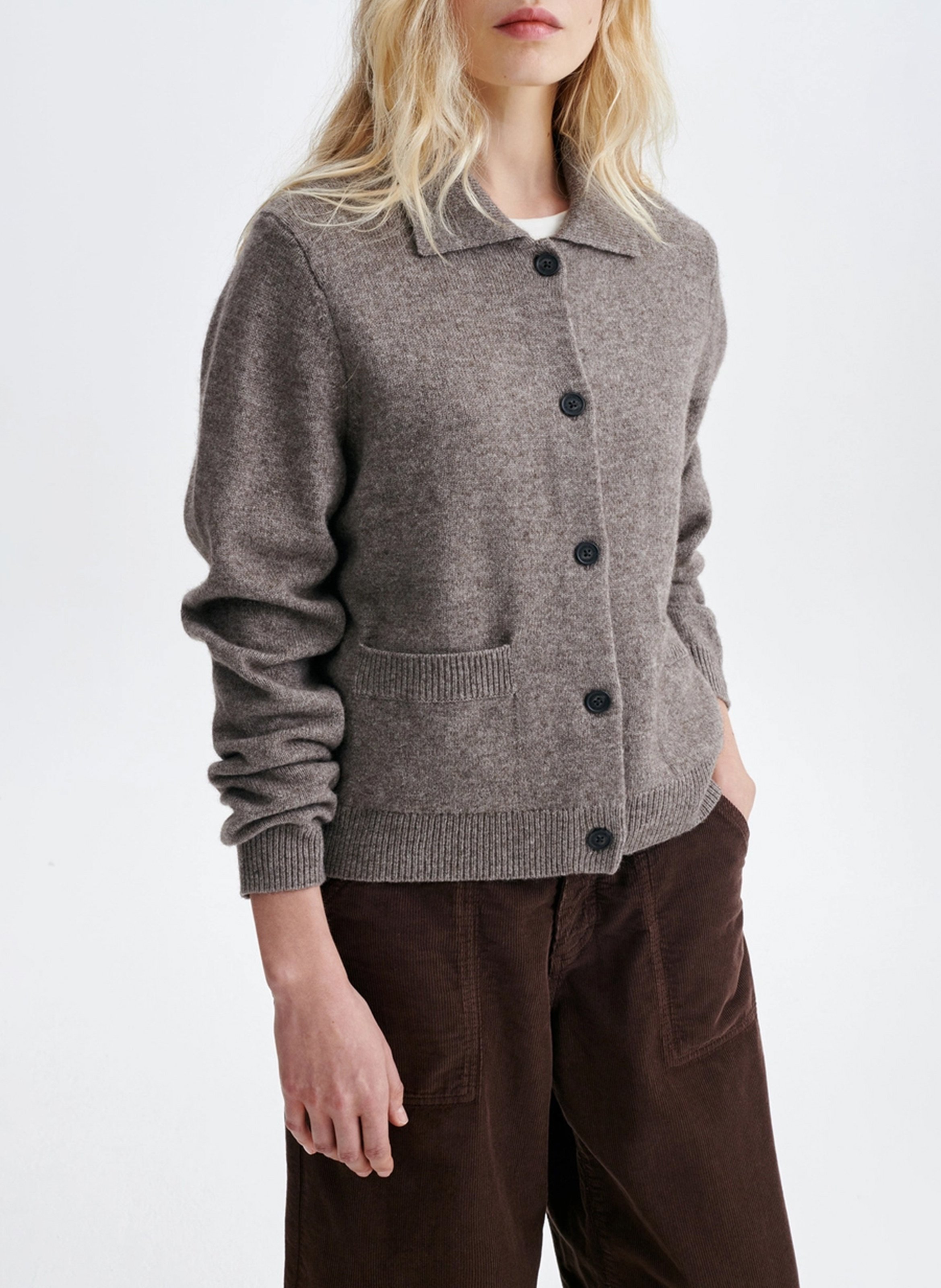 Wool cardigan with classic collar VANESSA BRUNO Beige