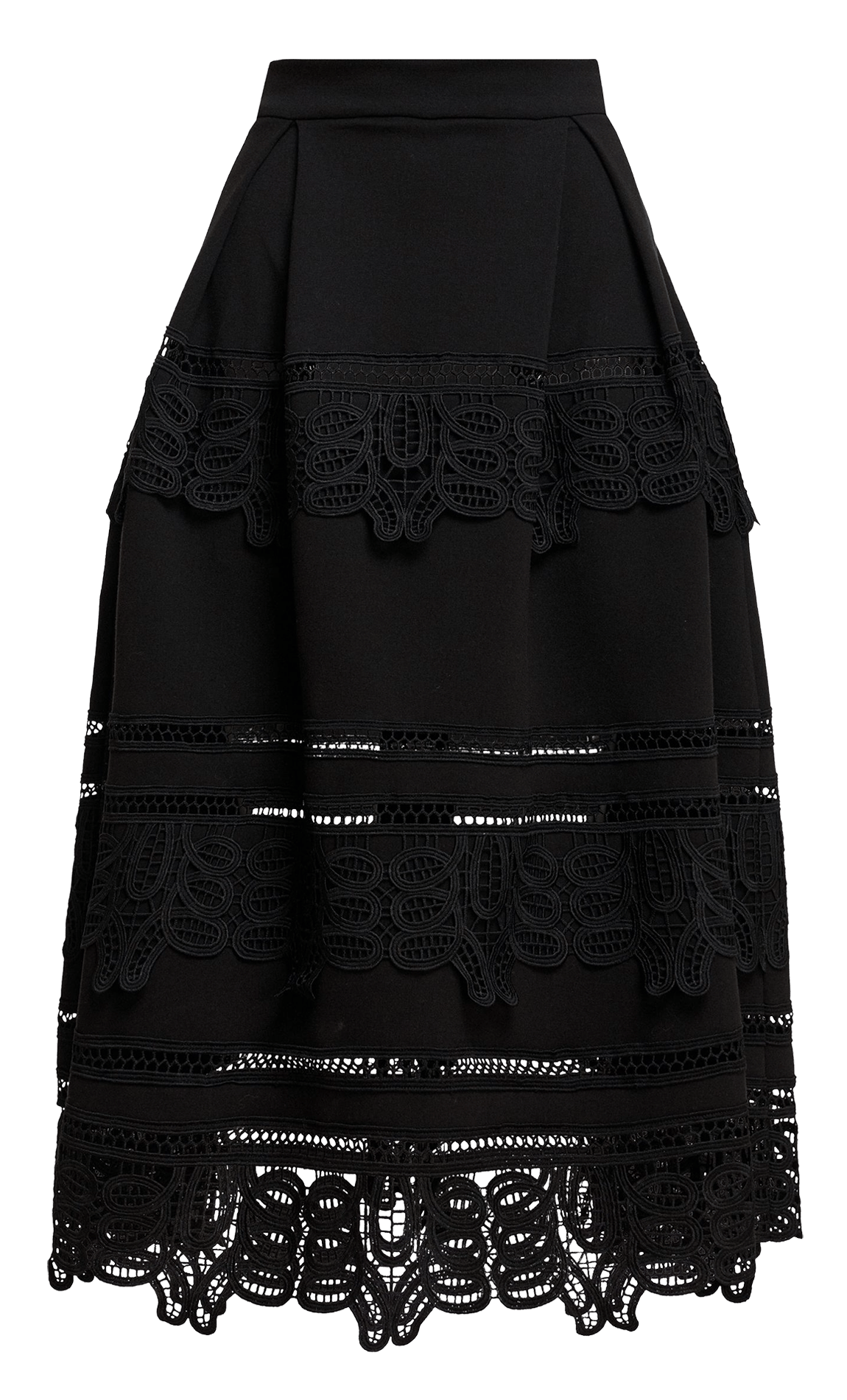 Jupe midi évasée à dentelle ESSENTIEL ANTWERP Noir
