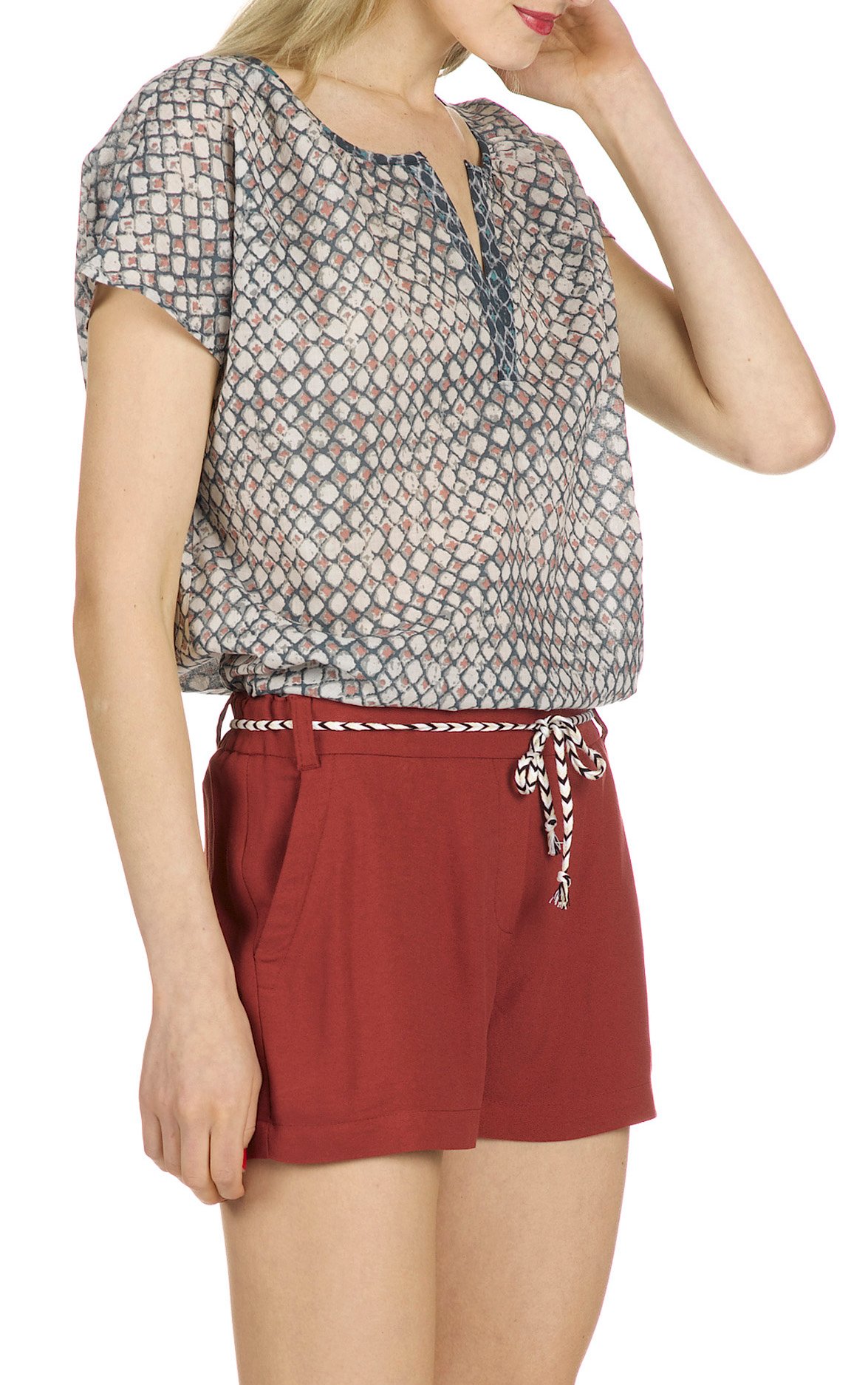 Odou printed cotton top SWILDENS Beige