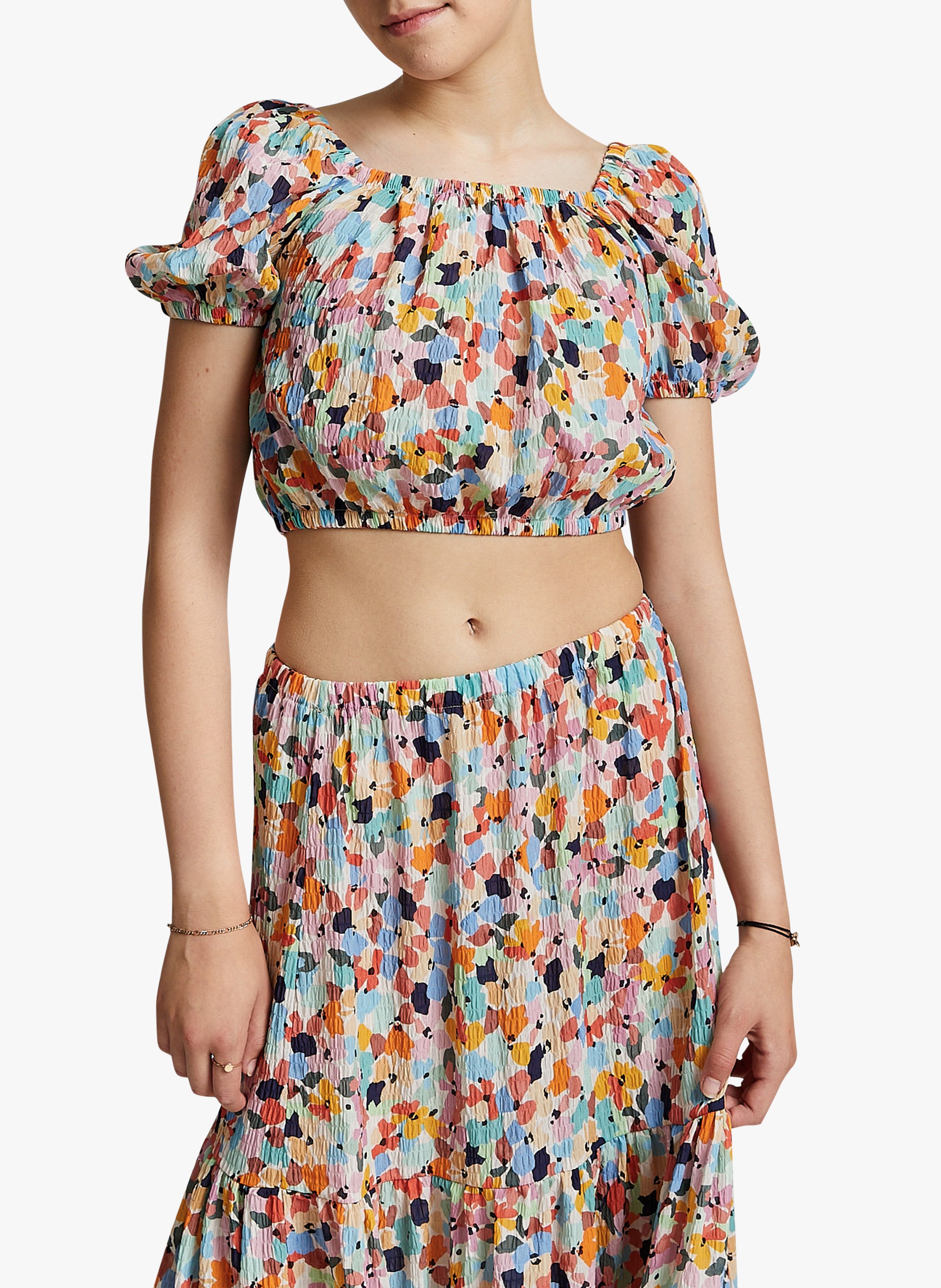 Crop top imprimé avec col élastiqué  INDEE Multicolore