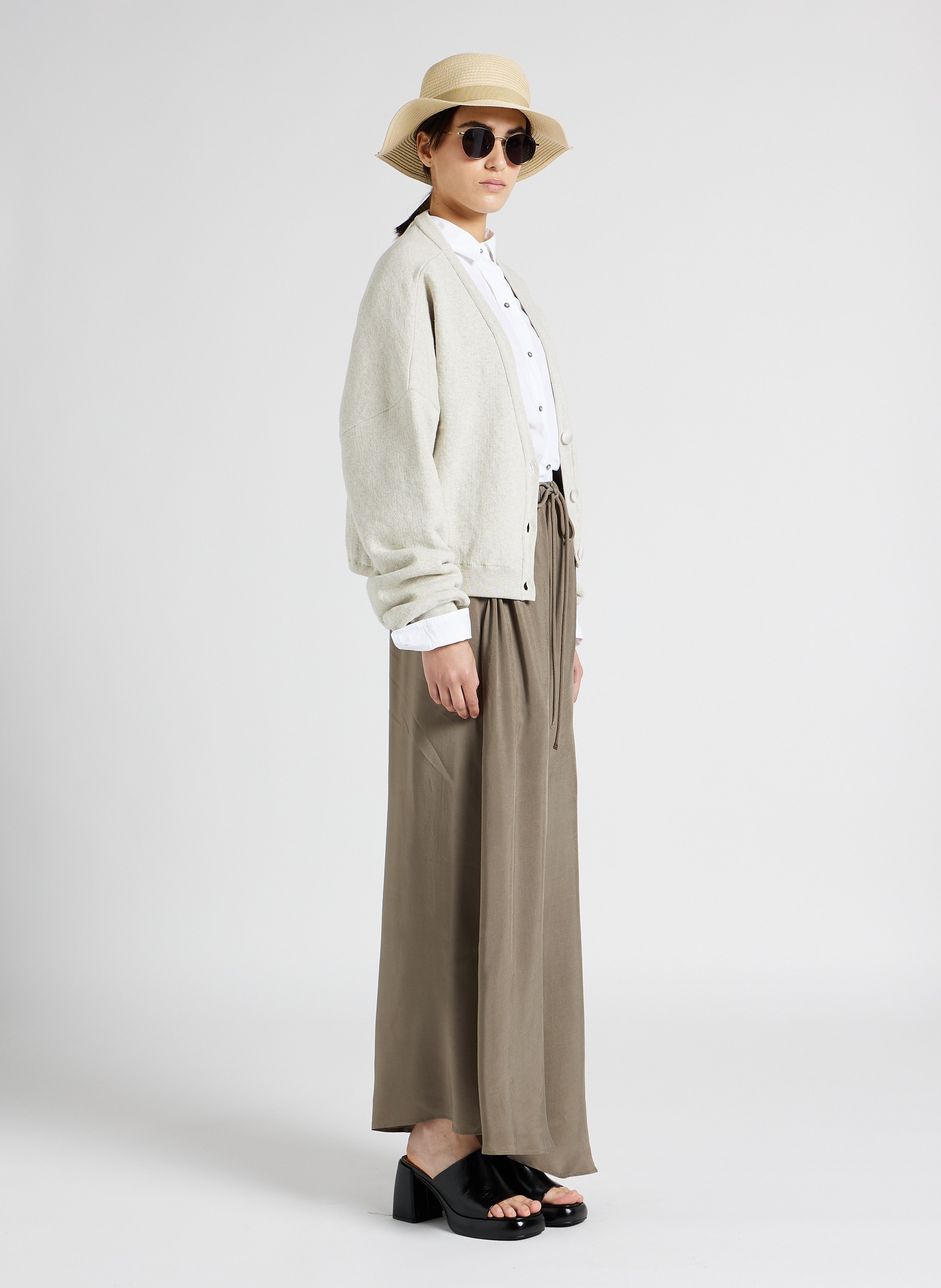 Loose-fit cotton-blend V-neck cardigan Grey