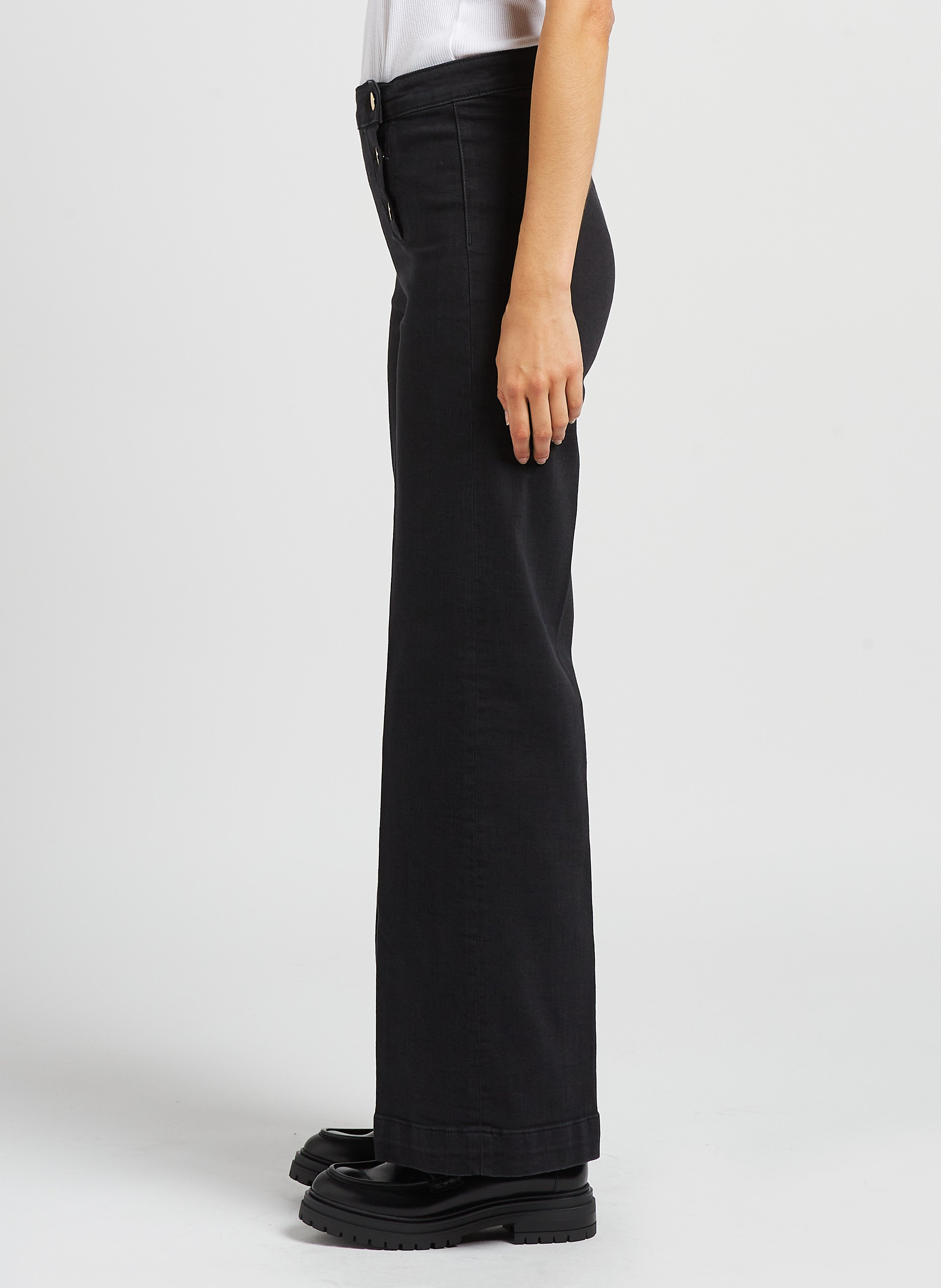 High-waisted wide-leg cotton-blend jeans MAISON 123 Black