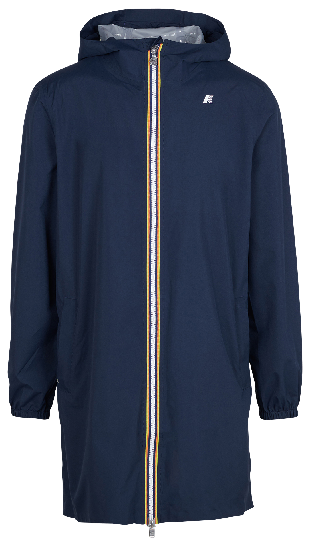 Coupe-vent long à capuche K-WAY Bleu