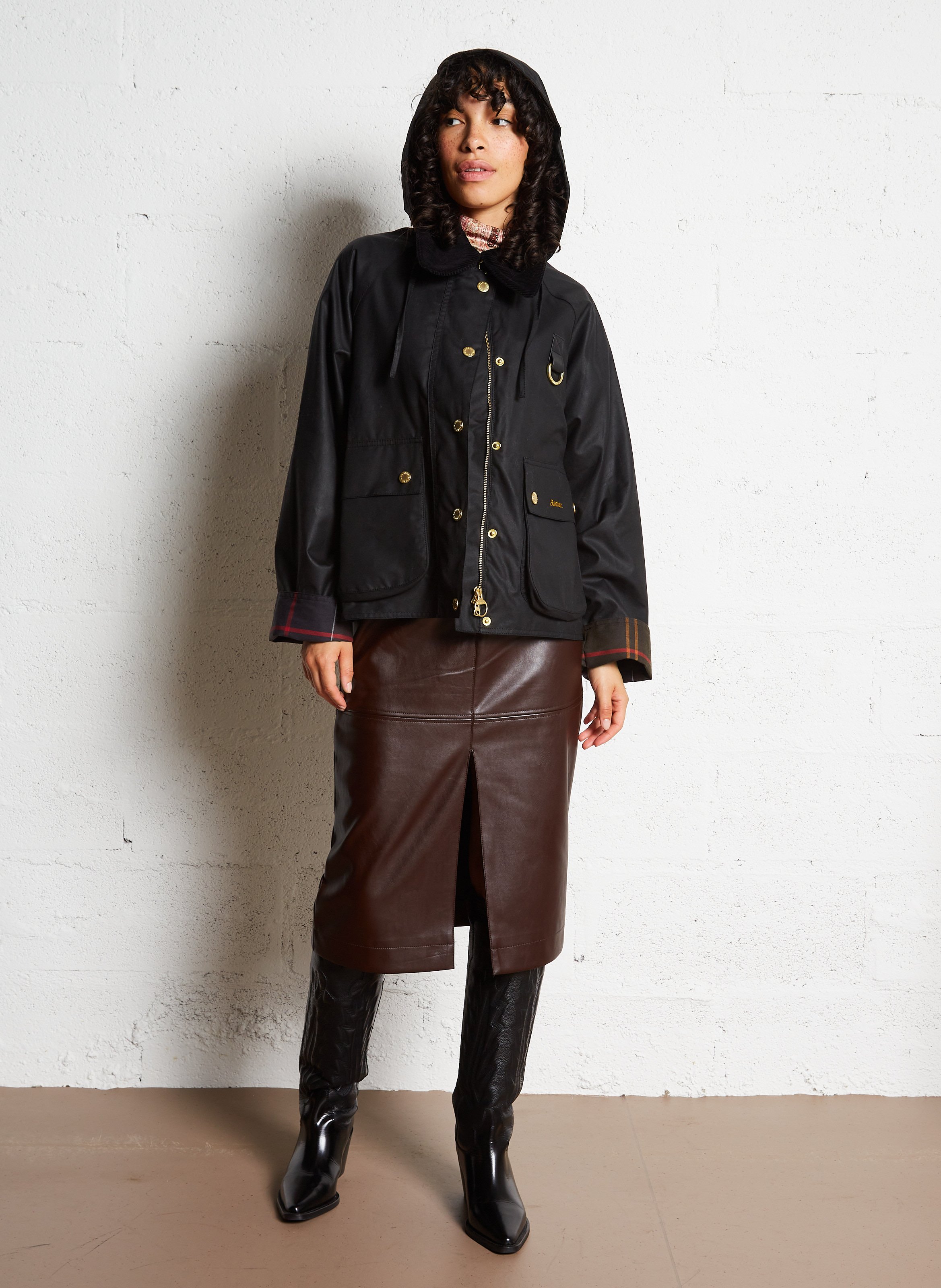 Veste ample col classique en coton BARBOUR Noir