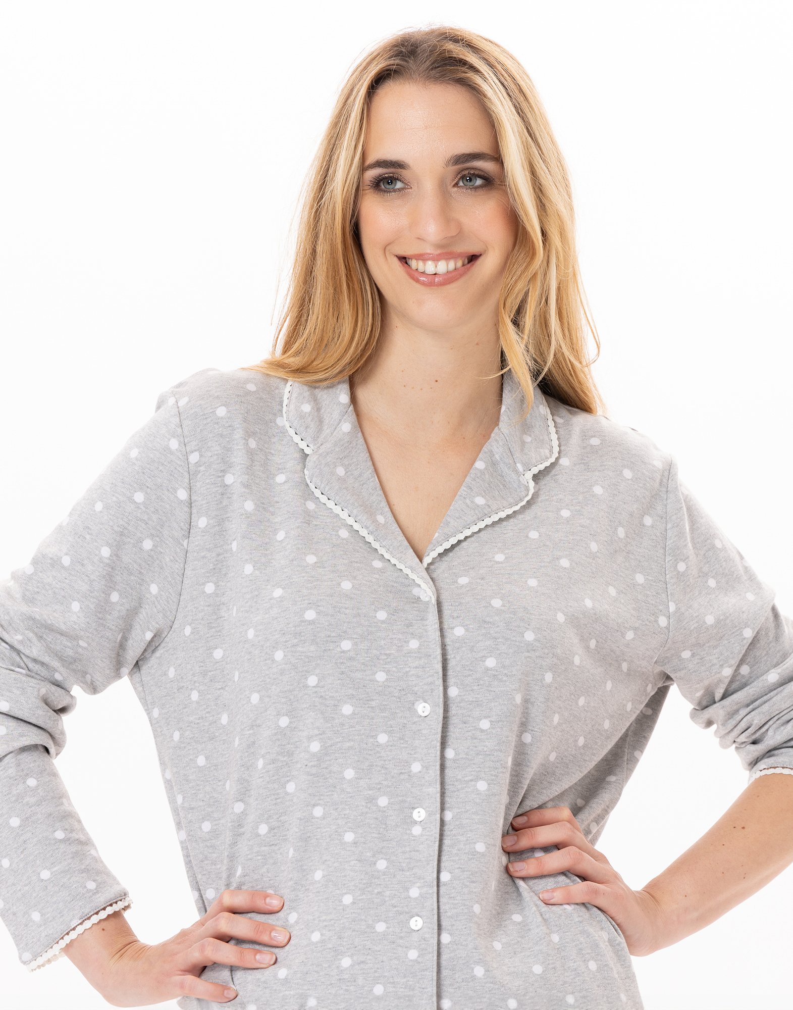 Buttoned cotton pajamas LE CHAT Grey