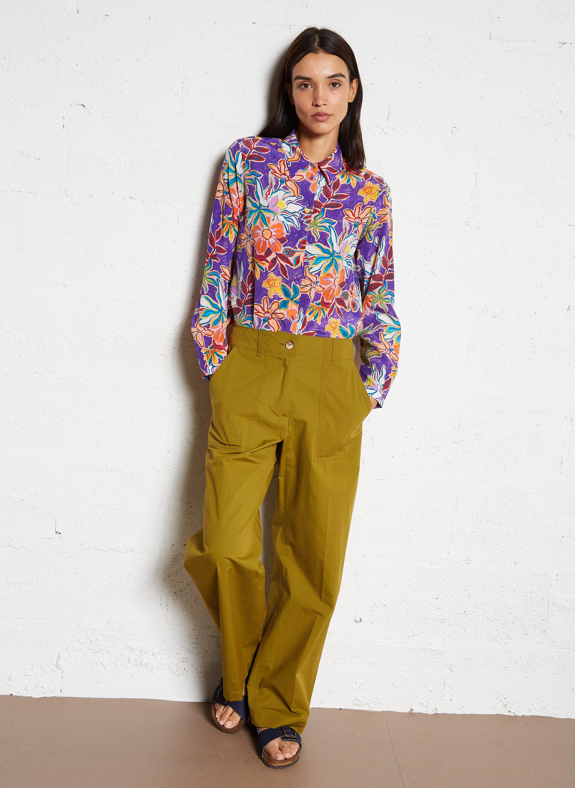 Pantalon droit en coton mélangé - Look 5
