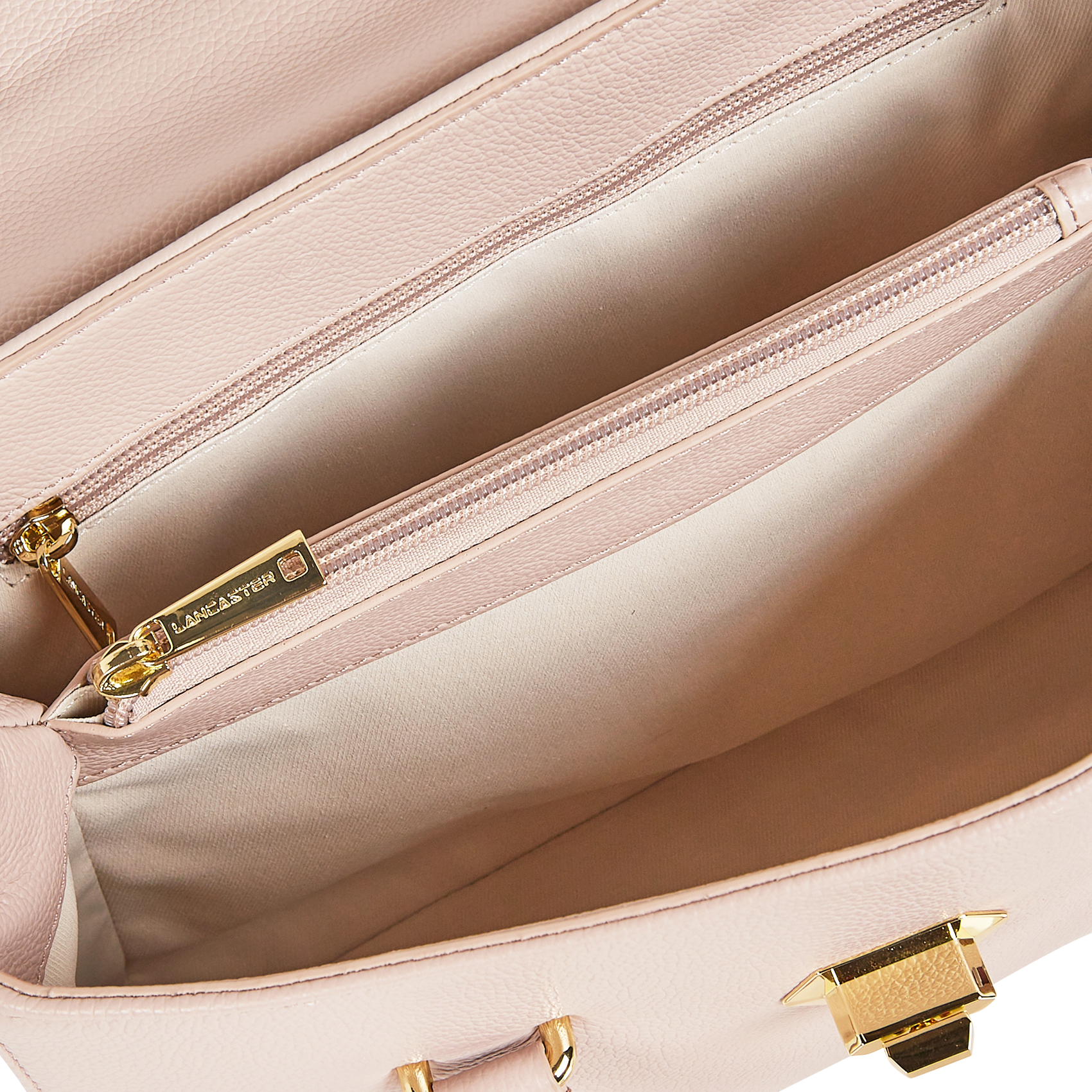 Einfarbige Handtasche aus Leder LANCASTER PARIS Grau