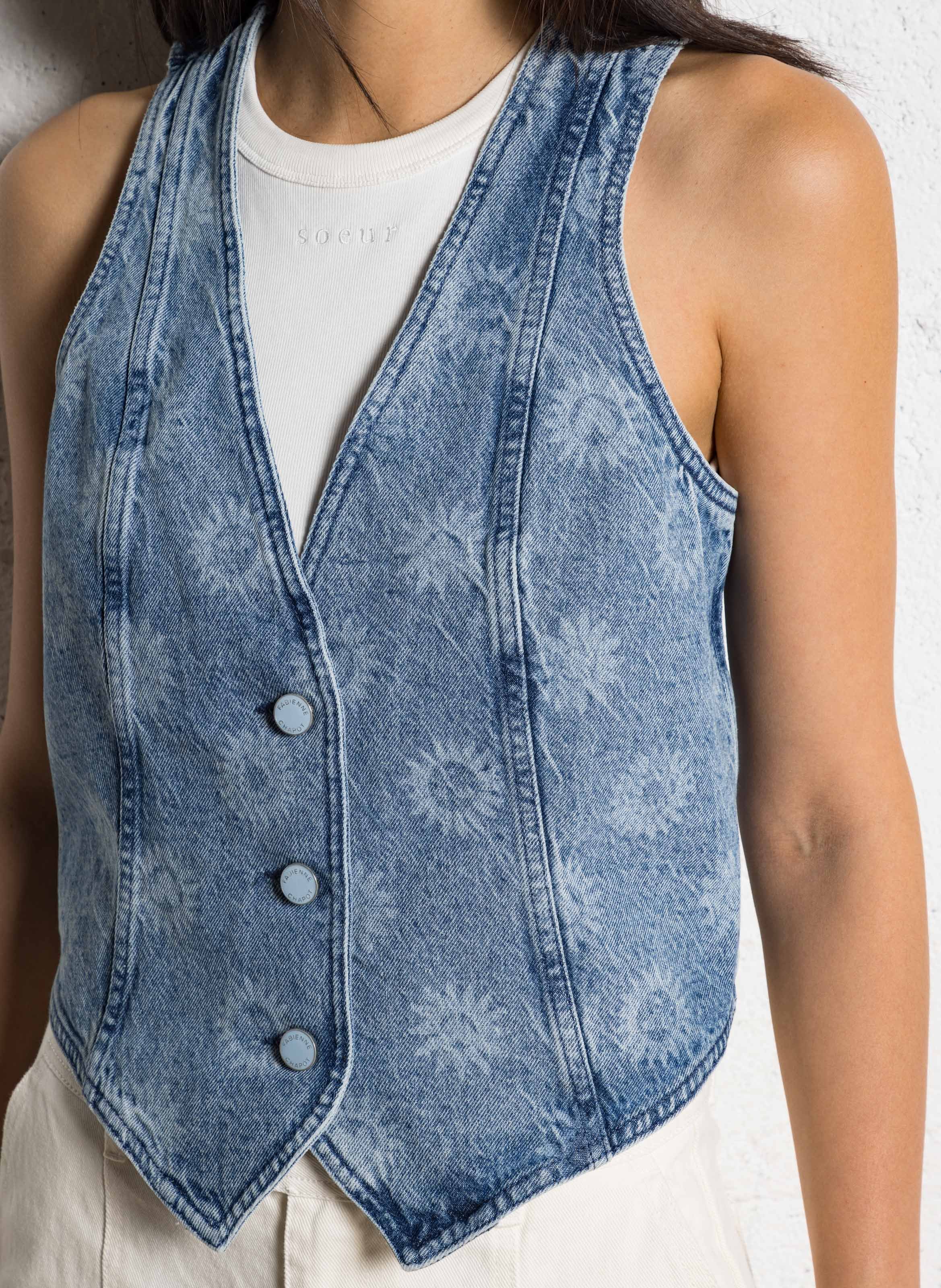 Cotton denim vest FABIENNE CHAPOT Blue