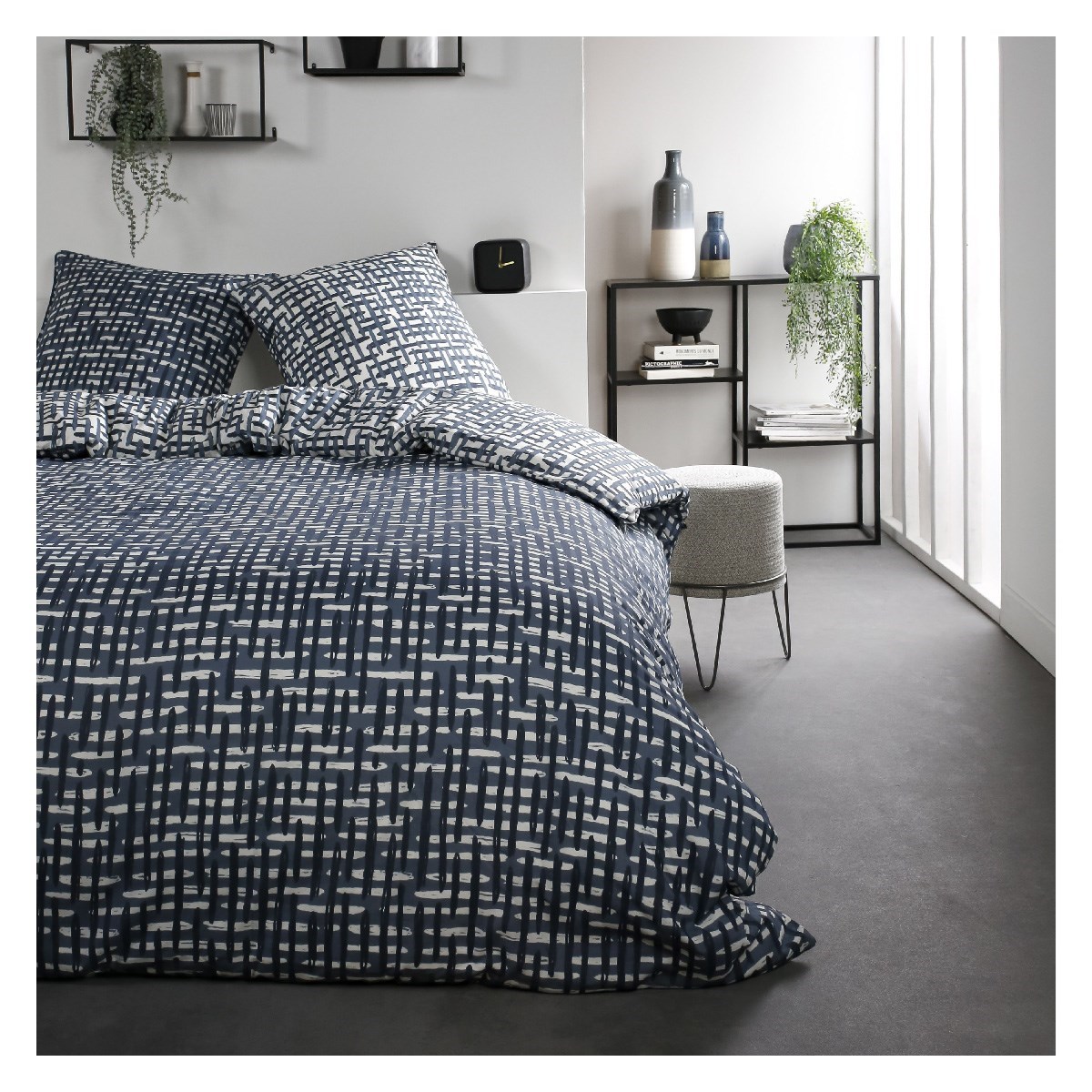 Striped cotton printed bed set TODAY LINGE DE MAISON White