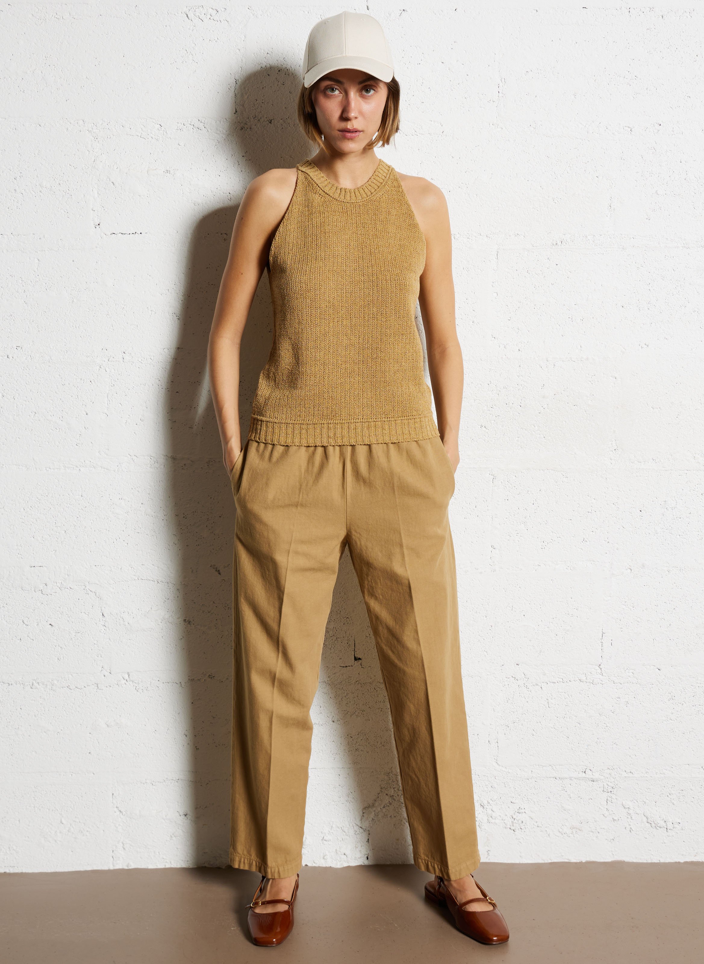 Katoenen straight fit pantalon POMANDERE Beige