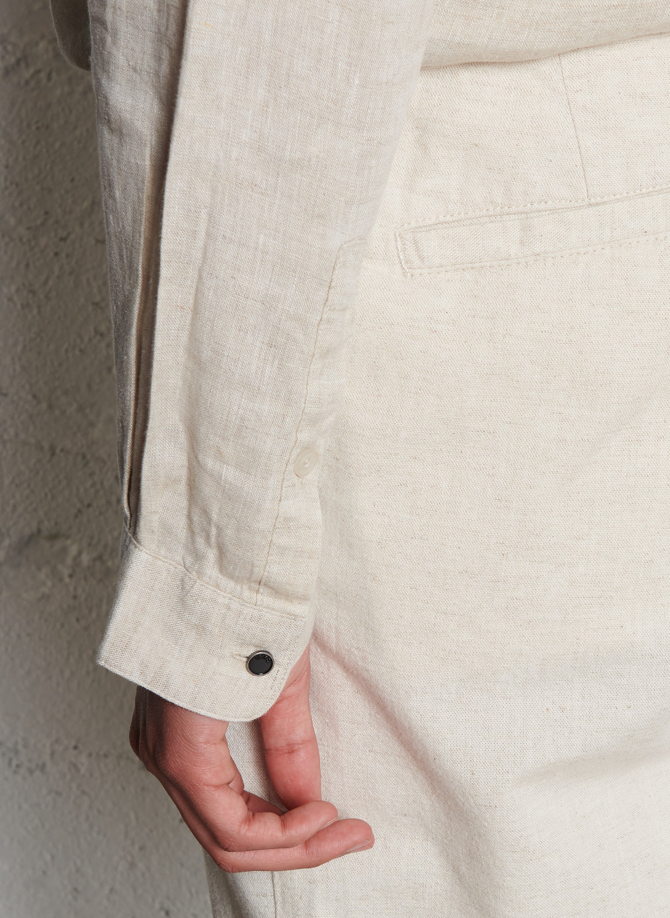 Linnen, slim fit overhemd IKKS Beige