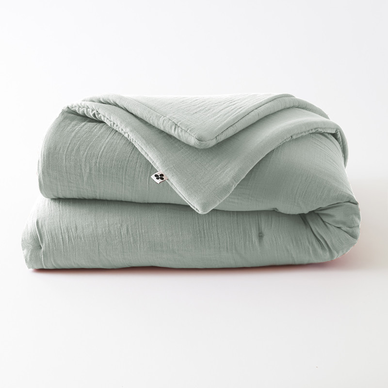 Cotton gauze bedspread or end-of-bed throw L'EFFET PAPILLON Green