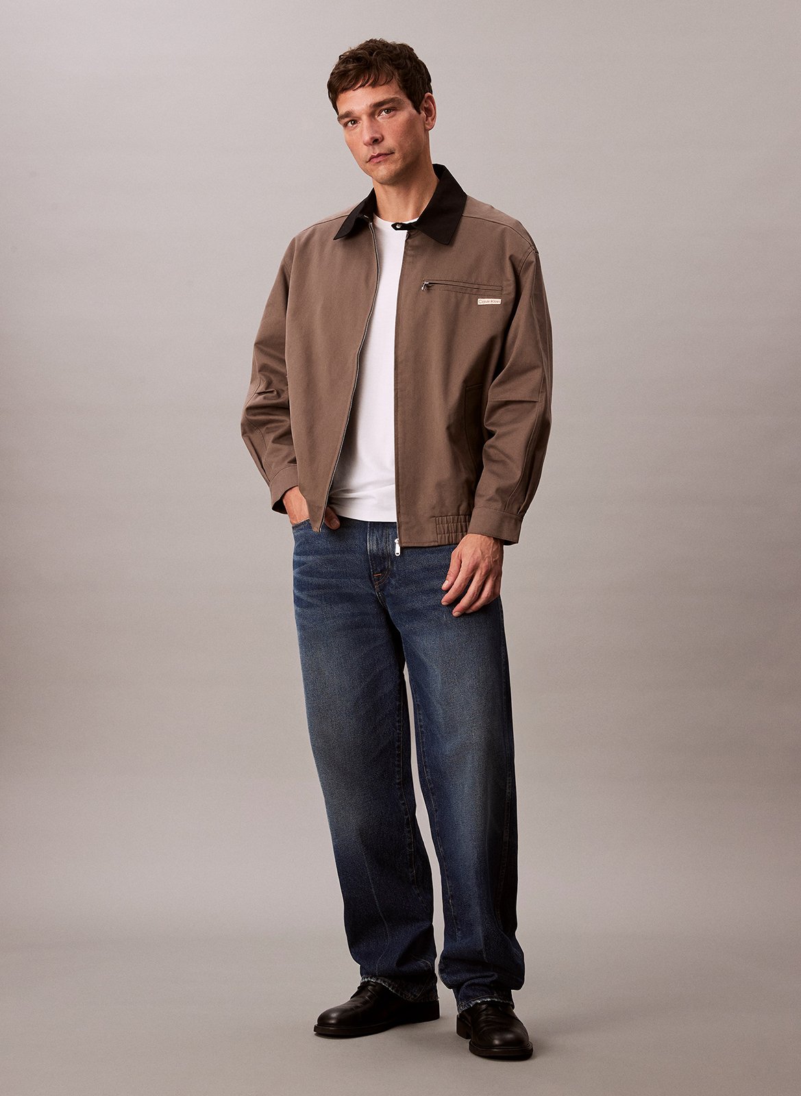 Veste zippée droite unie CALVIN KLEIN Gris