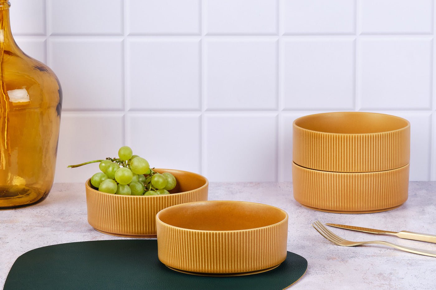 Scandi bowl ø16.5cm - 4 pieces - ochre BJORN Yellow