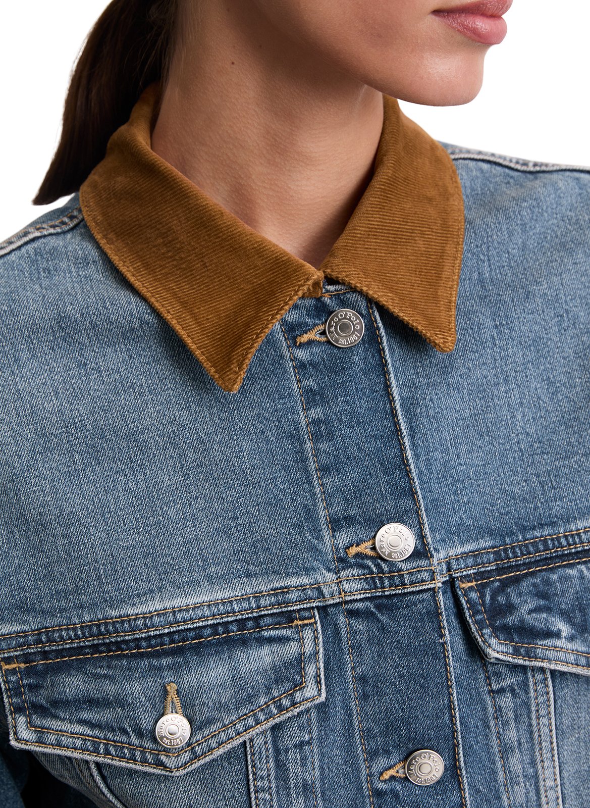Veste courte en denim à col côtelé MARC O&#039;POLO Bleu