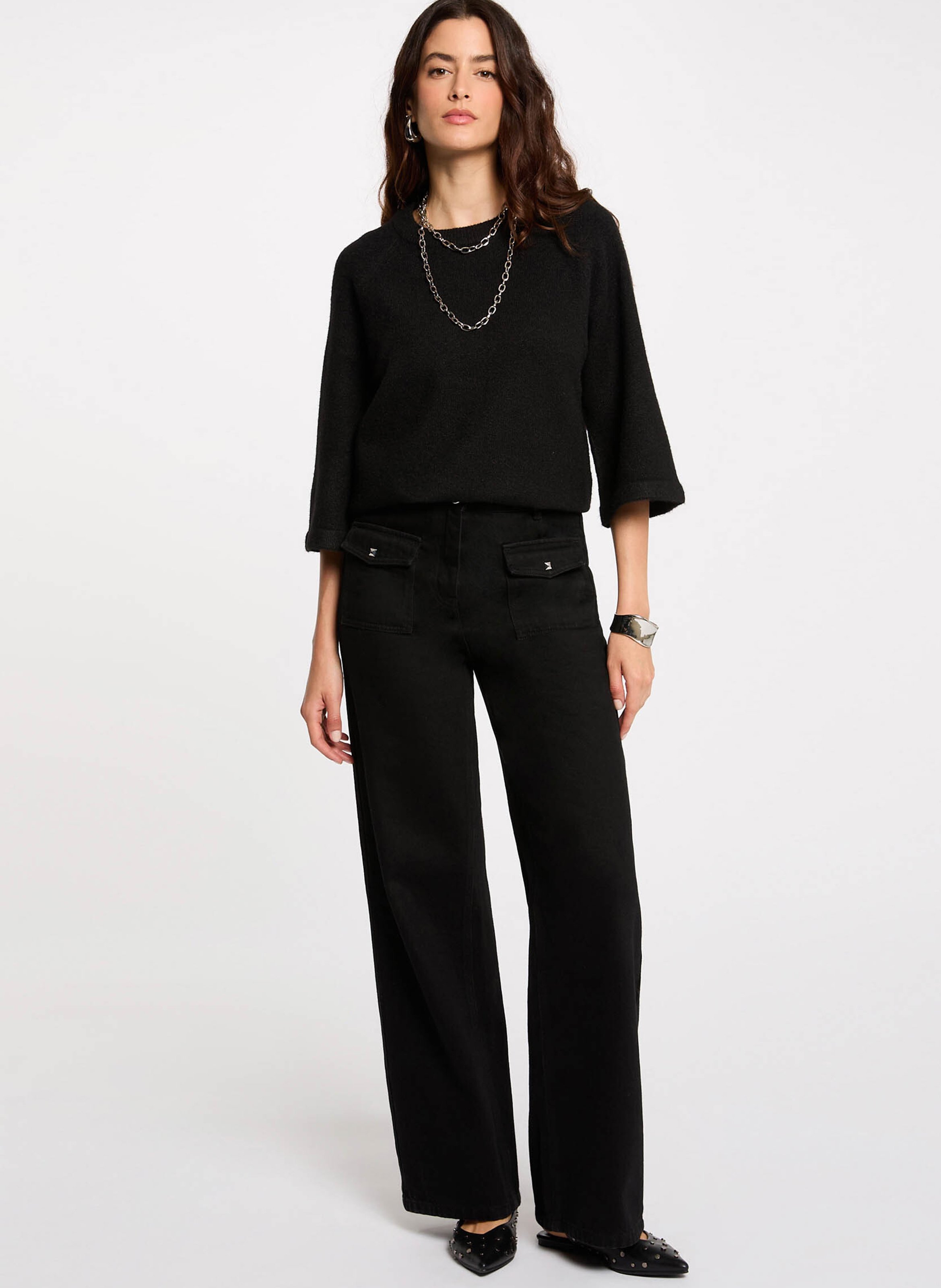 Pull col rond  MORGAN Noir