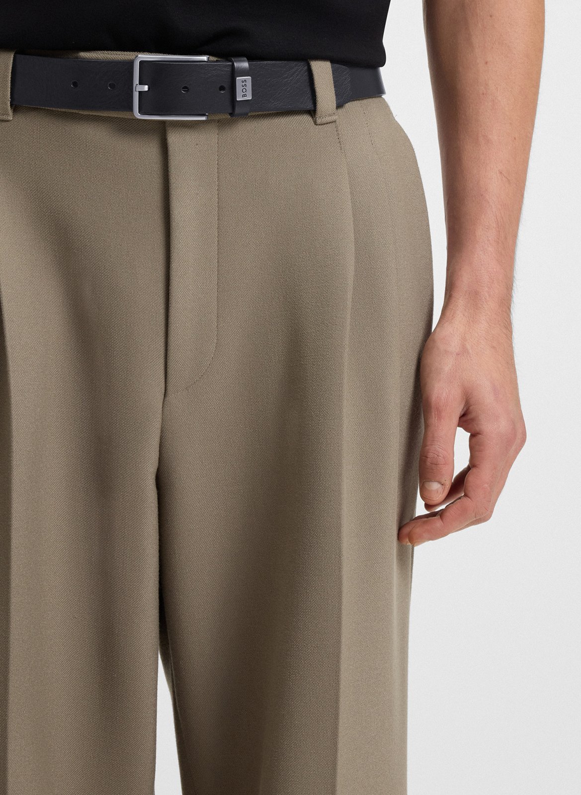 Buckled leather belt BOSS Black