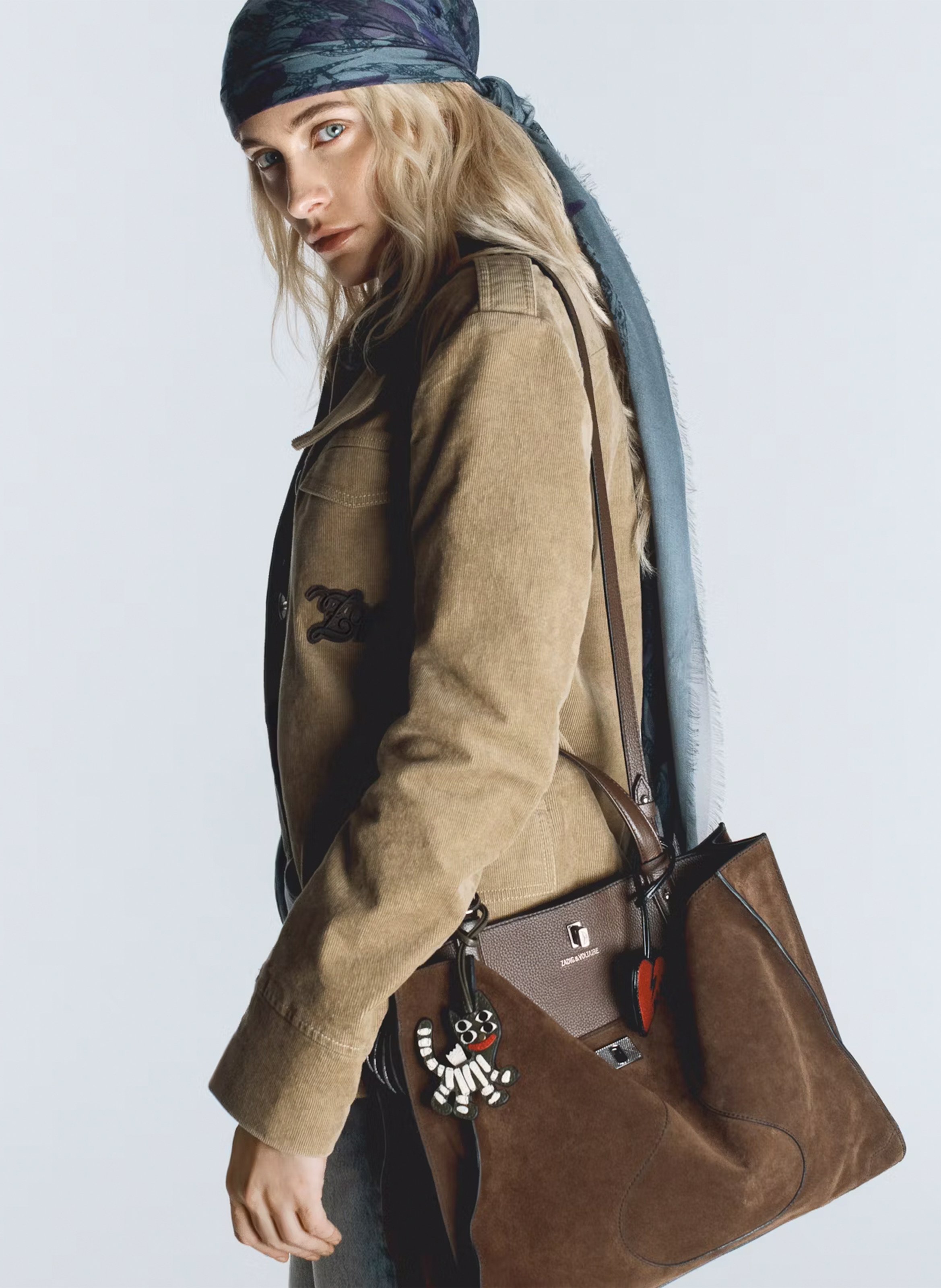 Rechthoekige shopper tas van suède leer ZADIG&VOLTAIRE Bruin