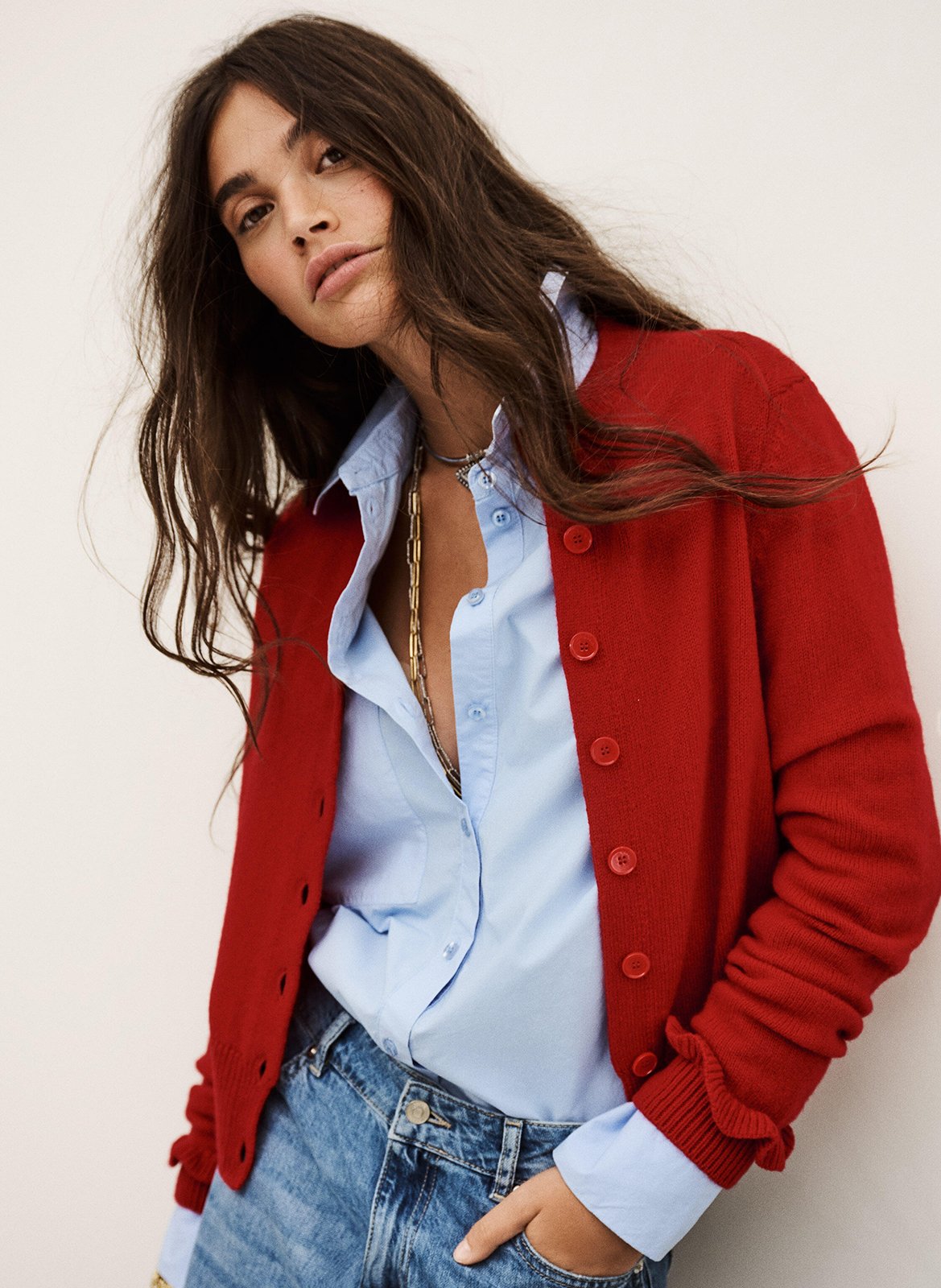 Blouse col v imprimée en laine BA&SH