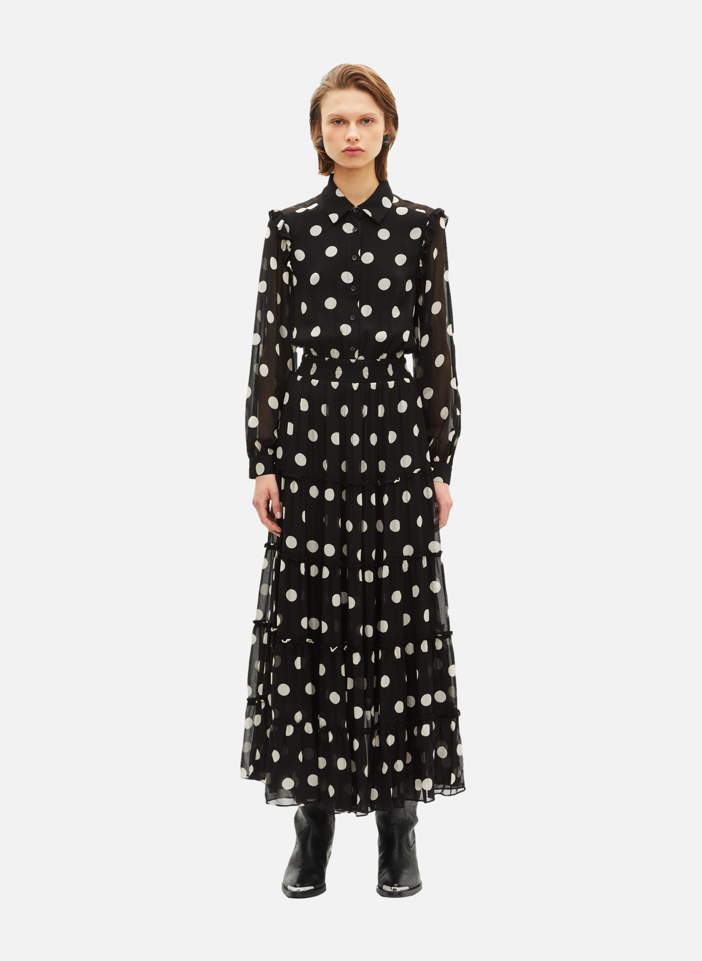 Spotted long dress THE KOOPLES Black