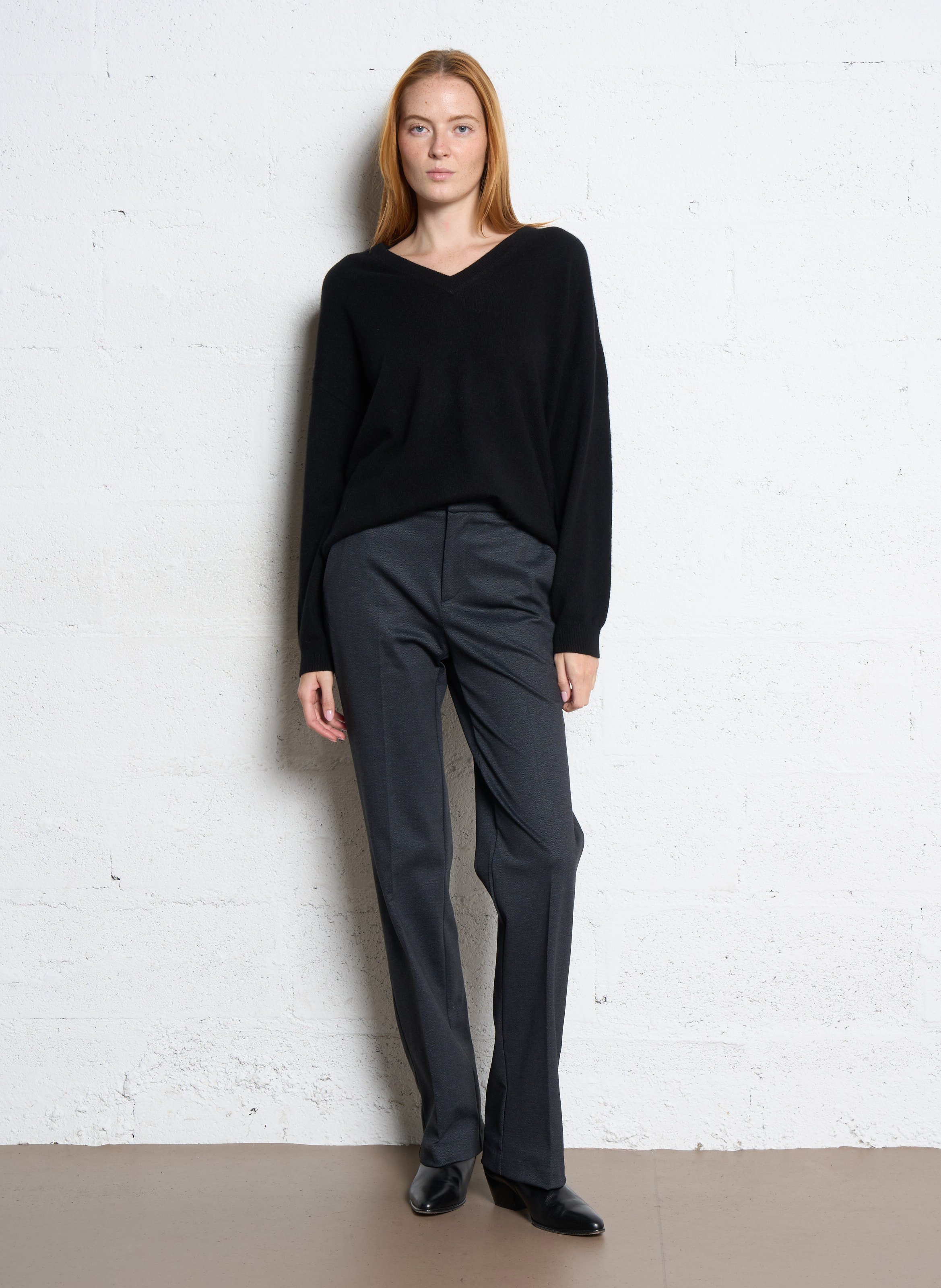 Pull oversize col V en cachemire SUD EXPRESS Noir