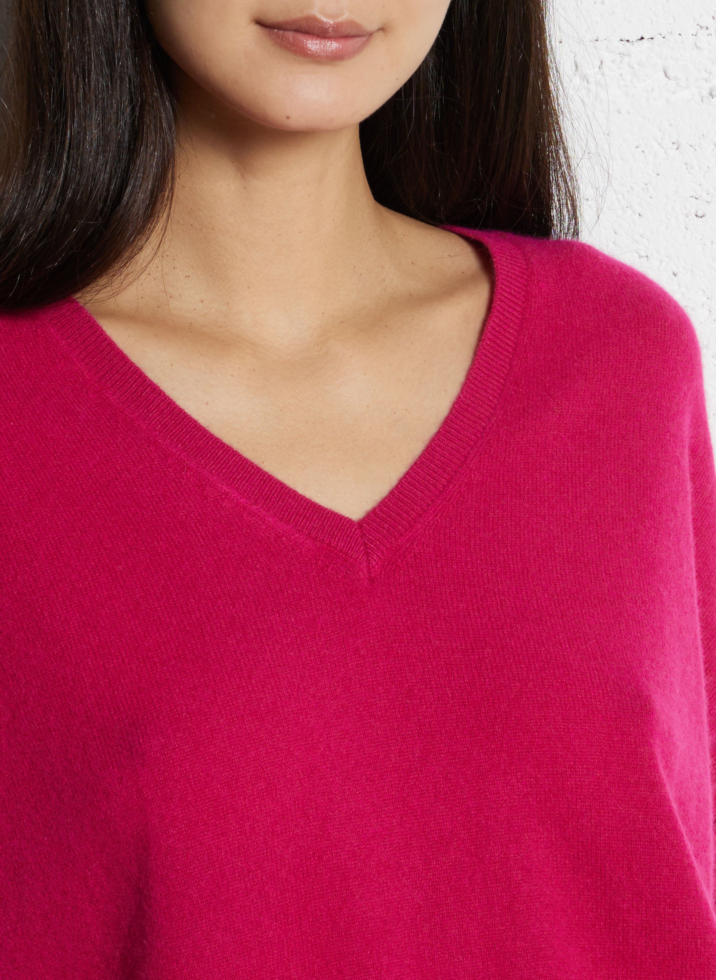 Pull col v en cachemire  SUD EXPRESS Rouge