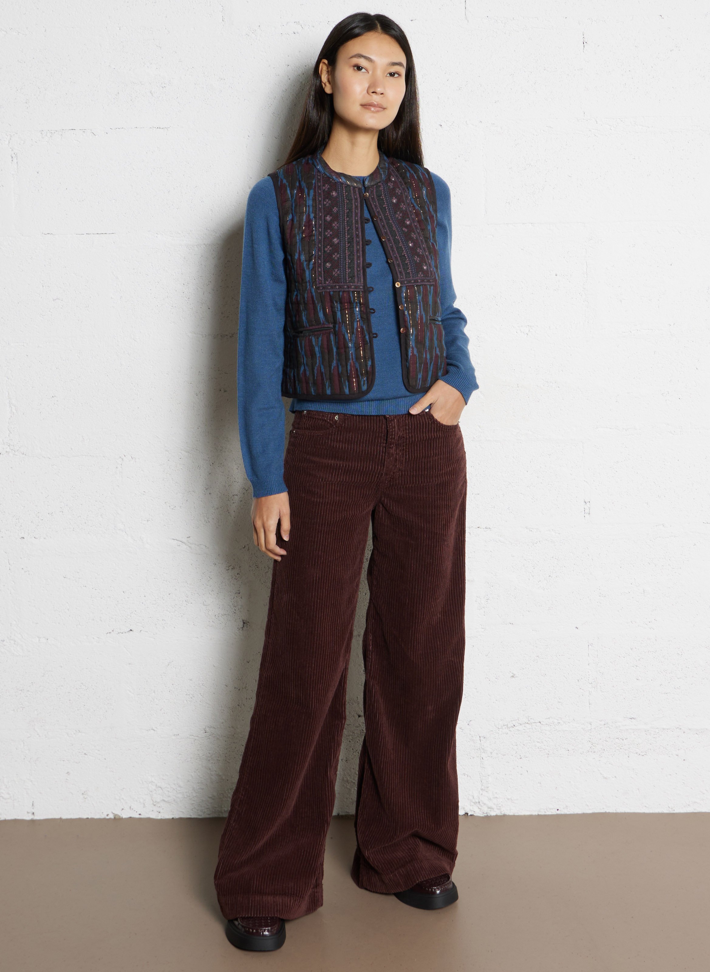 Wide ribbed cotton trousers ACQUAVERDE Brown