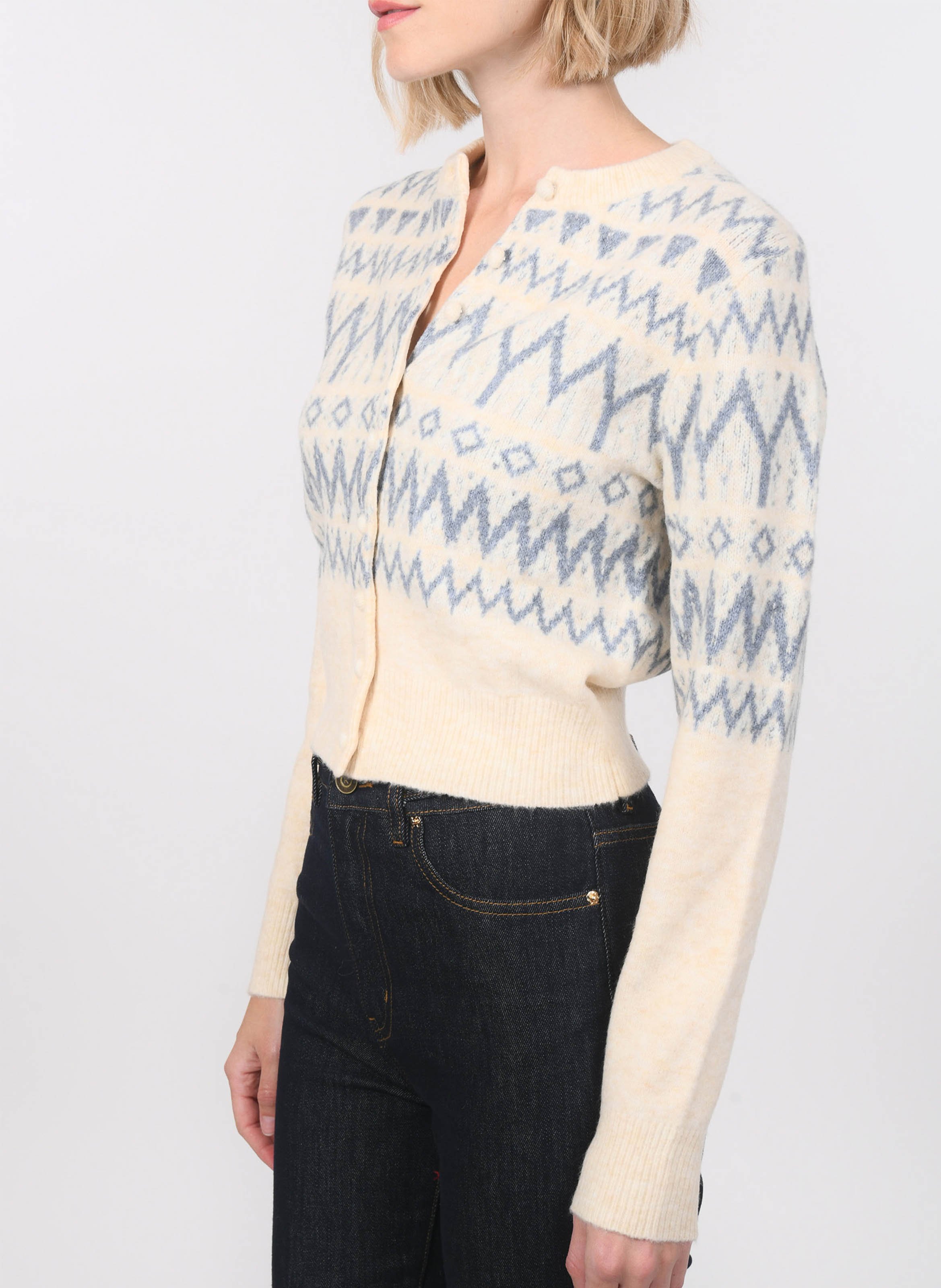 Gilet jacquard col rond KOOKAI Blanc