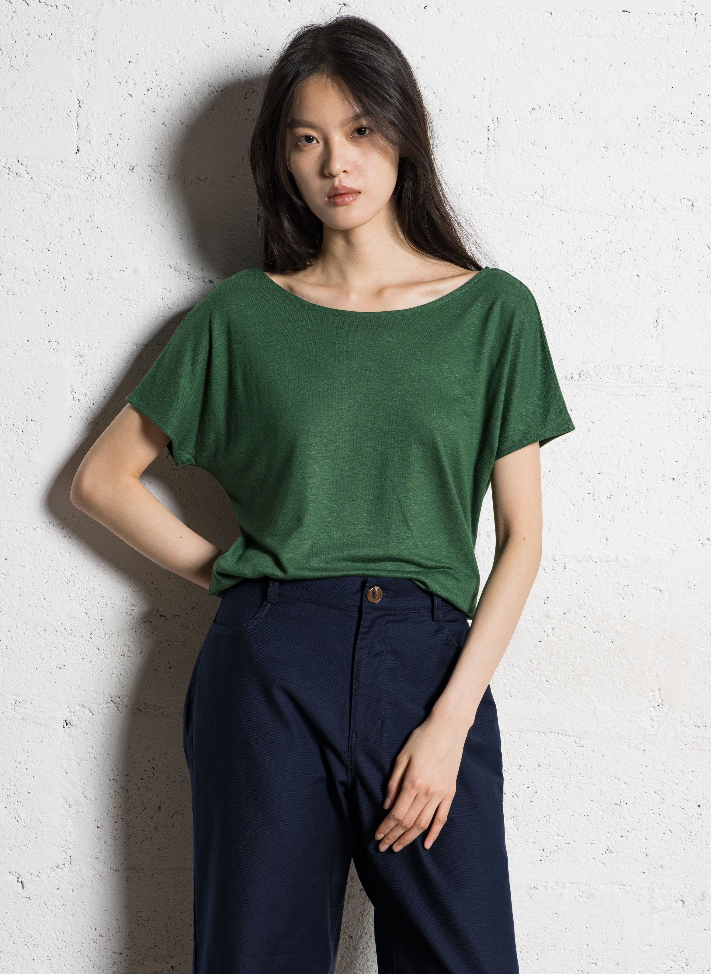 Tee-shirt manche courtes fluide uni NICE THINGS Vert